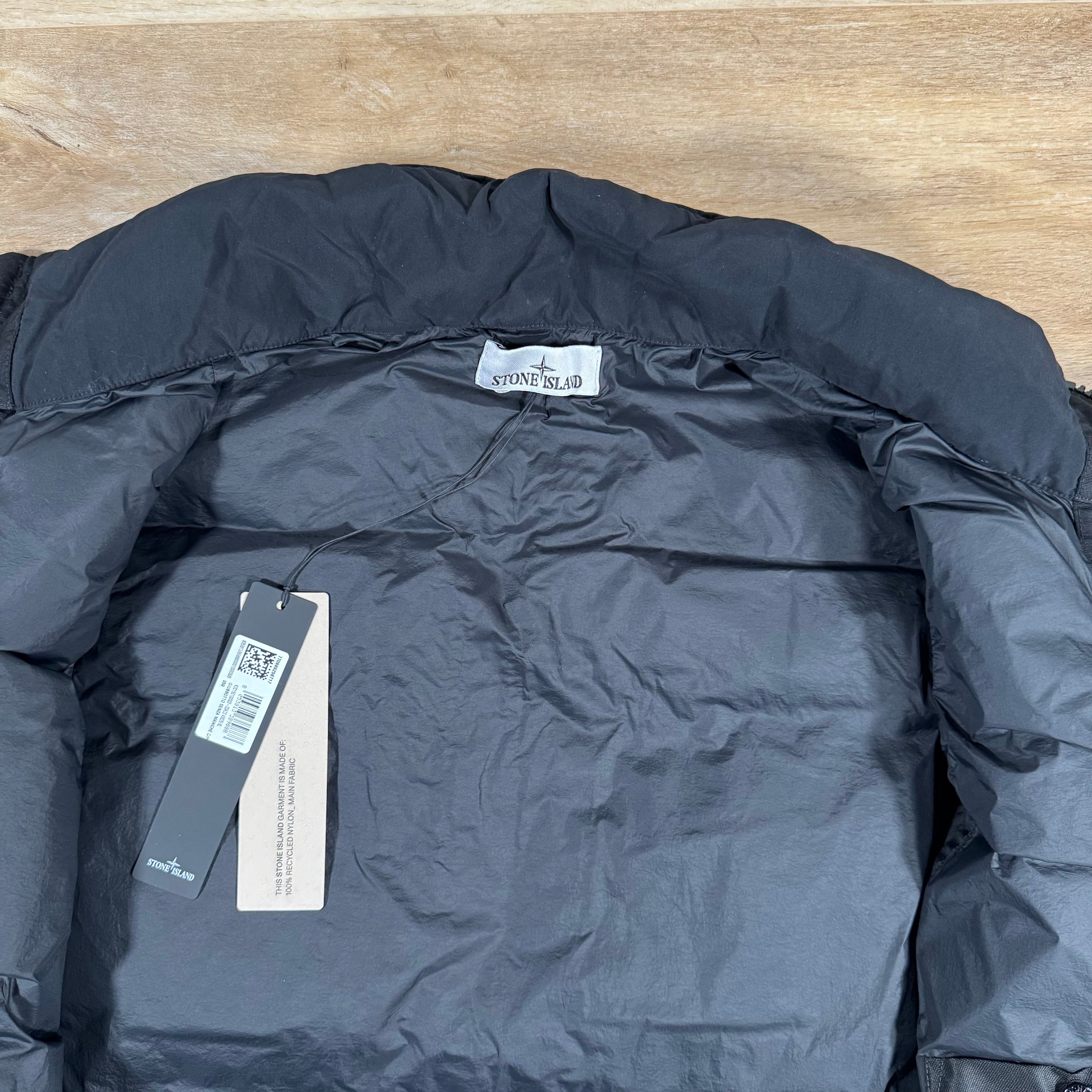 Stone Island Crinkle Reps NY Nylon Down Vest in Black Ironleague