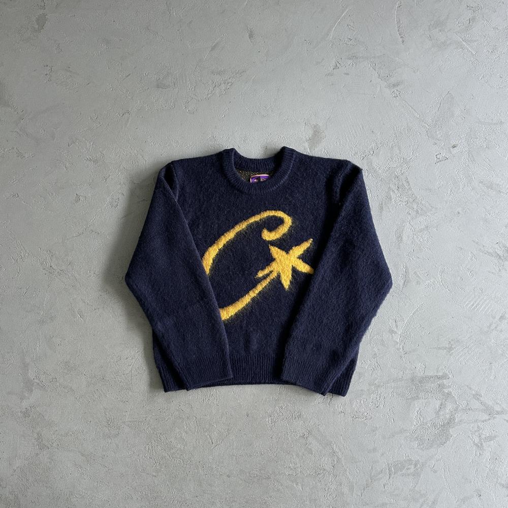 Corteiz C-Star More Hair Knit Sweater - Navy Ironleague