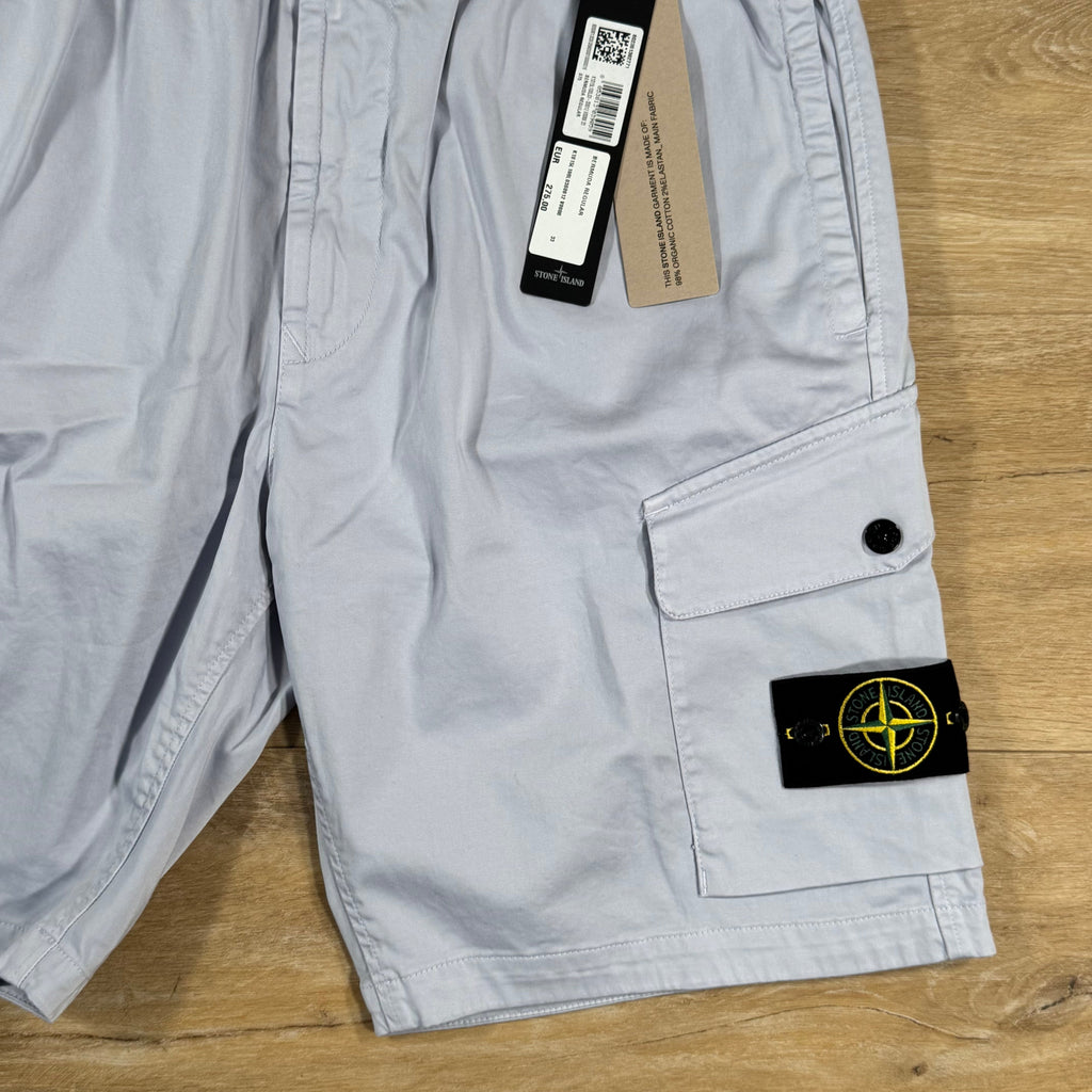 Stone Island Organic Stretch Cotton Cargo Bermuda Shorts in Lilac Ironleague