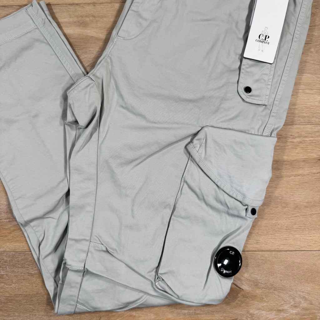 CP Company Stretch Sateen Utility Cargo Lens Pants in Blue Fox - Grey Ironleague