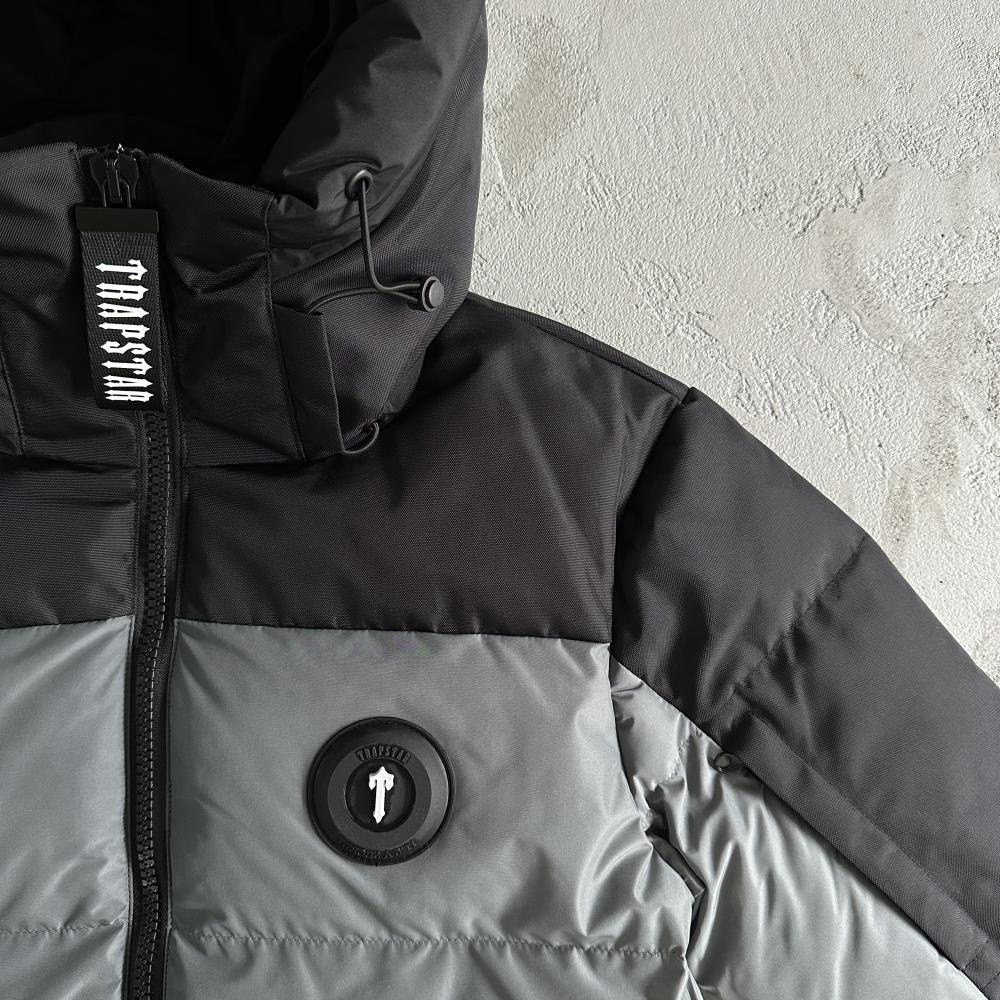 Trapstar Decoded Puffer Jacket - Grey/Black Ironleague