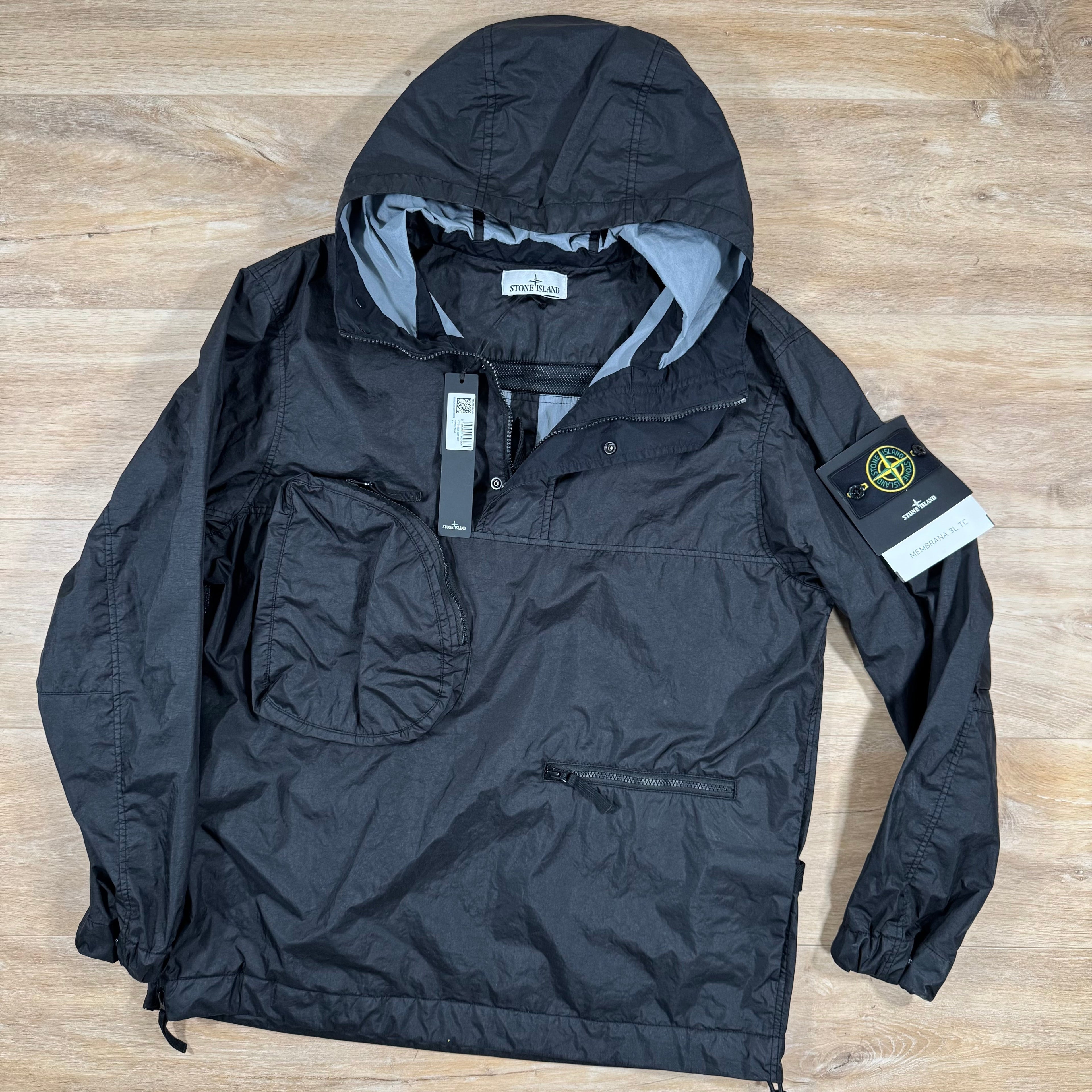 Stone Island Membrana 3L TC Anorak Jacket in Black Ironleague