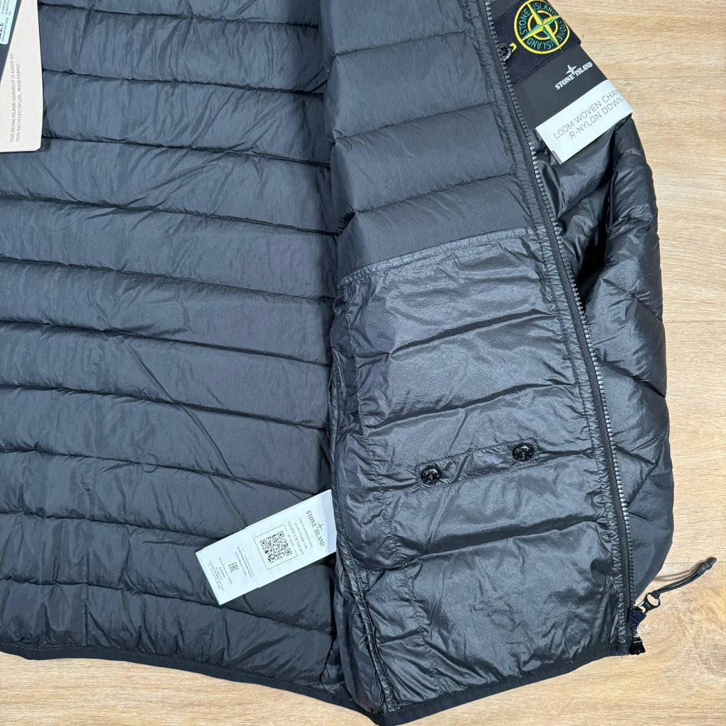 Stone Island Loom Woven Chambers Nylon Down-TC Jacket in Black Ironleague