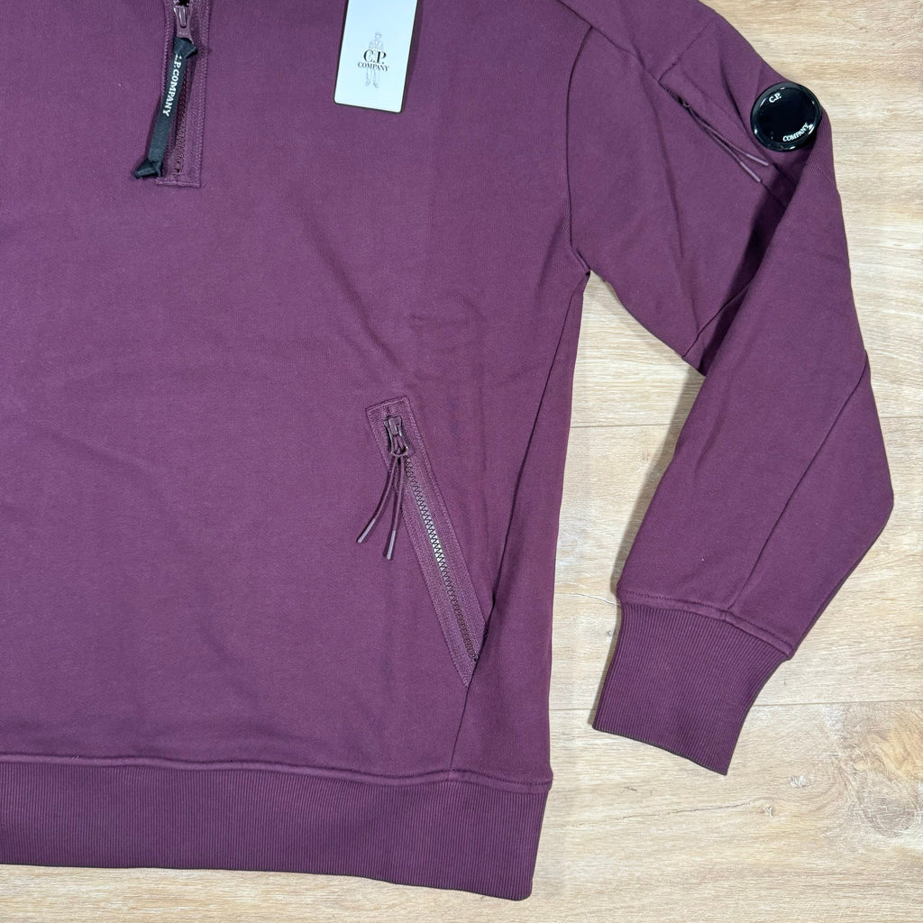CP Company Diagonal Raised Half-Zipped Lens Sweatshirt in Potent Purple Ironleague