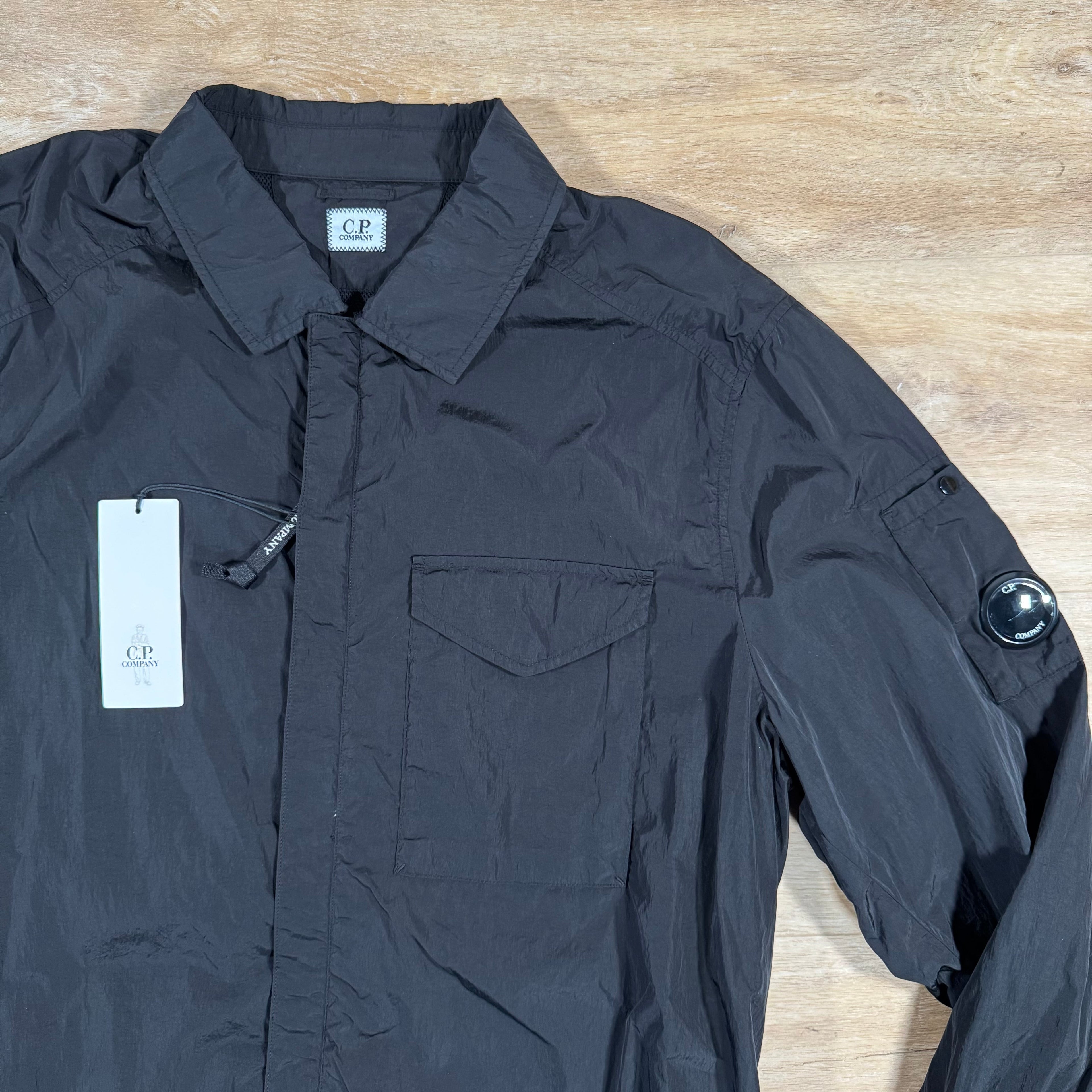 CP Company Chrome-R Lens Overshirt in Black Ironleague