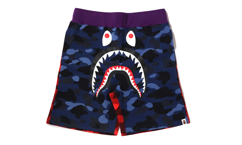 BAPE Crazy Camo Shark Sweat Shorts Navy 1I20 153 003 NAVY