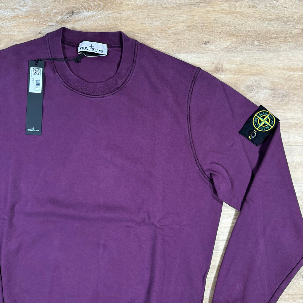Stone Island Garment Dyed Crewneck Sweatshirt in Burgundy Ironleague