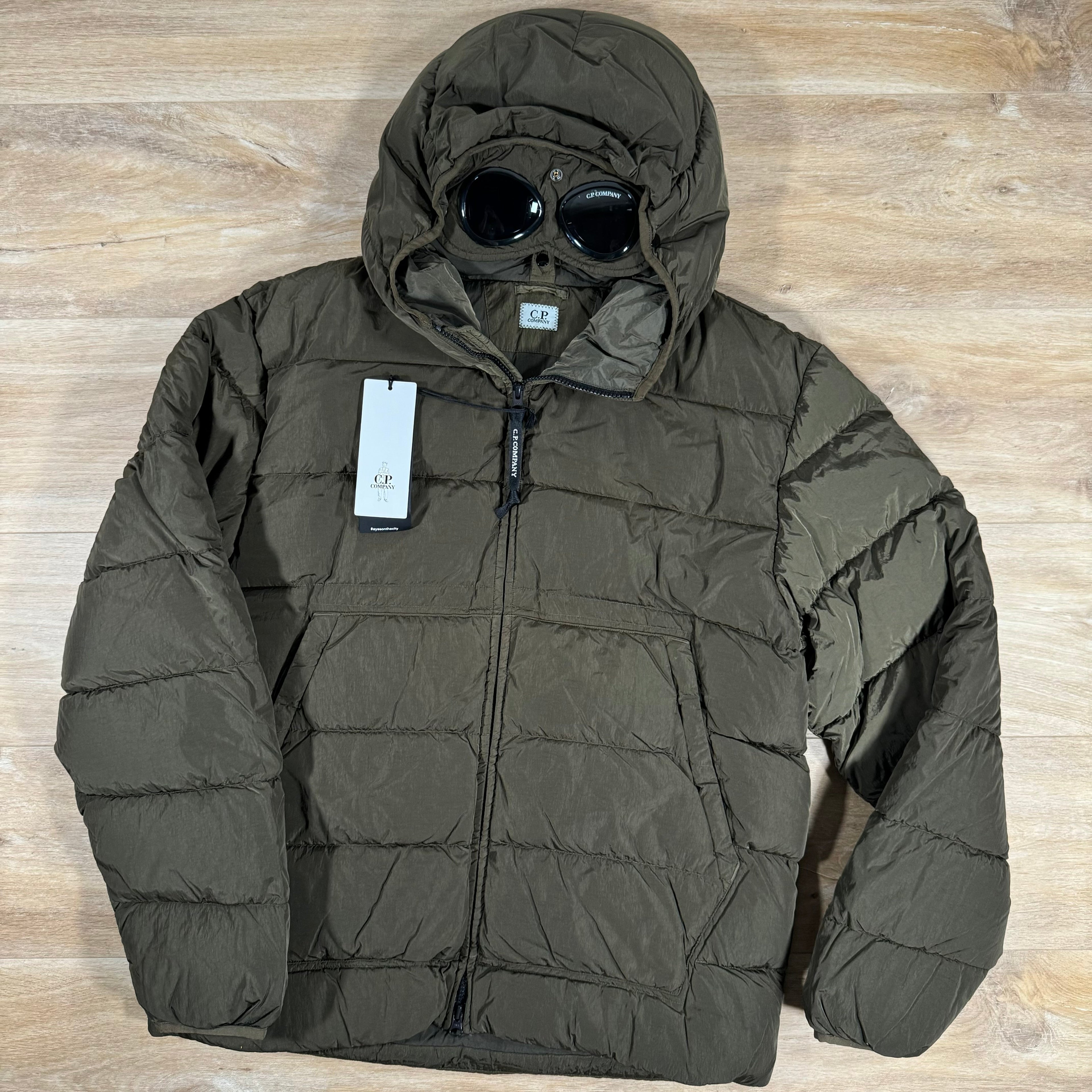 CP Company Chrome-R Goggle Down Jacket in Ivy Green Ironleague