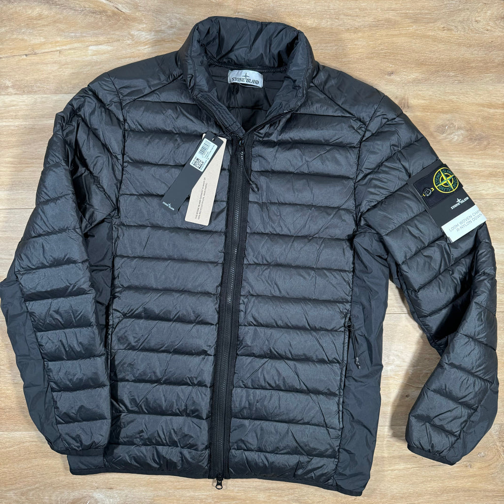 Stone Island Loom Woven Chambers Nylon Down-TC Jacket in Black Ironleague