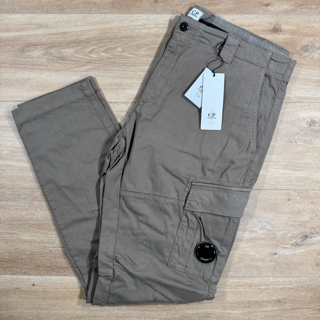 CP Company Stretch Sateen Lens Cargo Pants in Walnut Ironleague