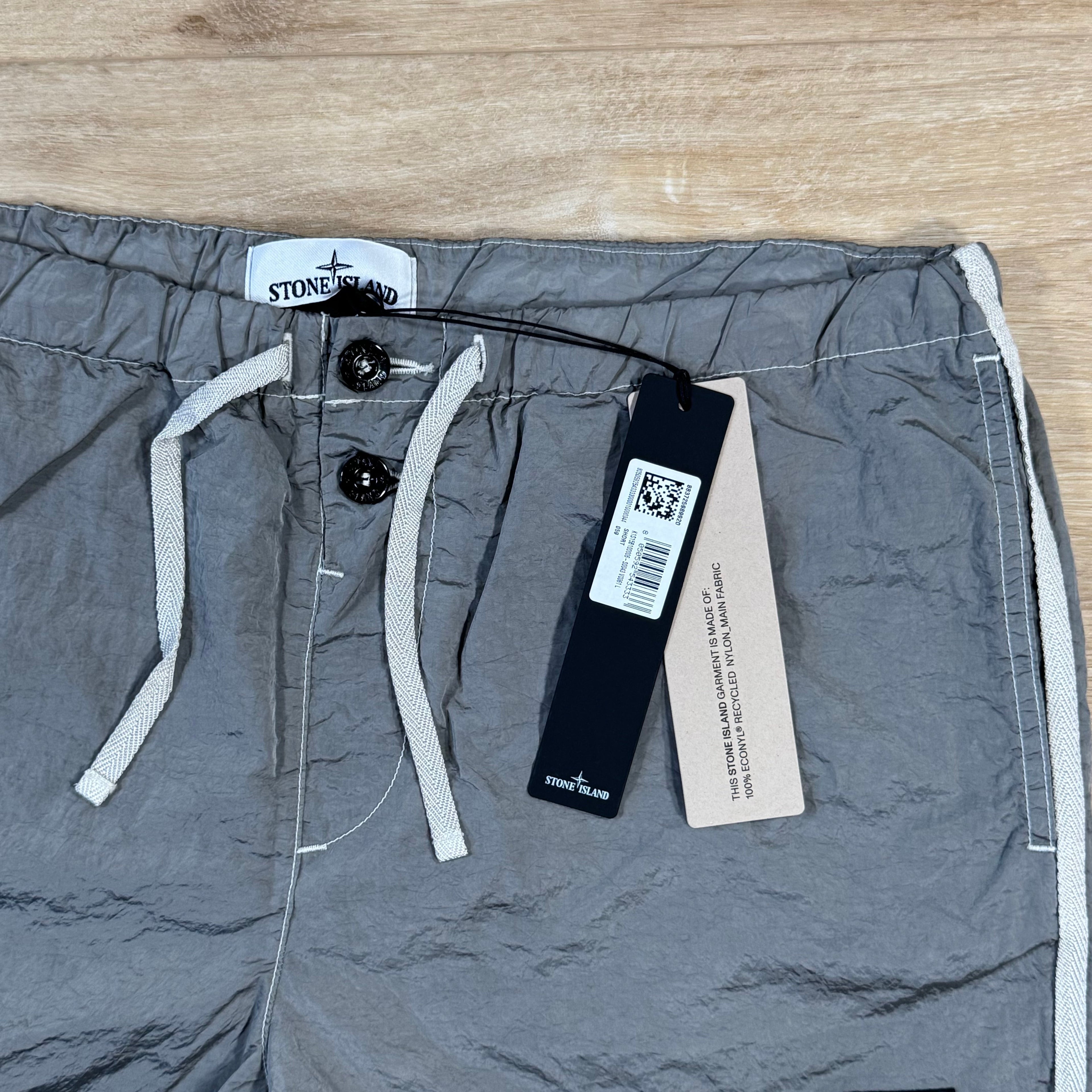 Stone Island Nylon Metal Button Swim Shorts in Pearl Grey Ironleague