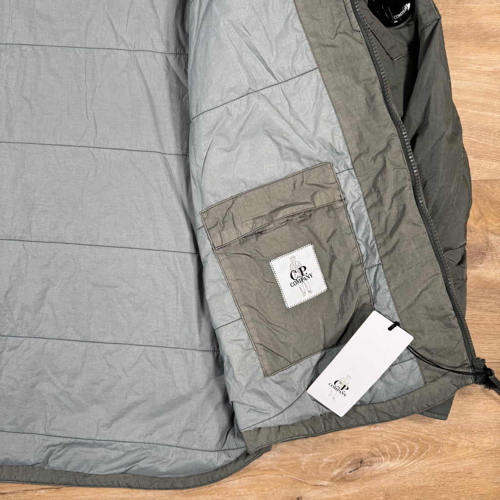 CP Company Chrome-R Hooded Zipped Lens Overshirt in Gunmetal Ironleague