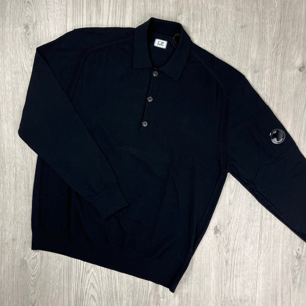 CP Company Wool Polo Shirt - Black Ironleague