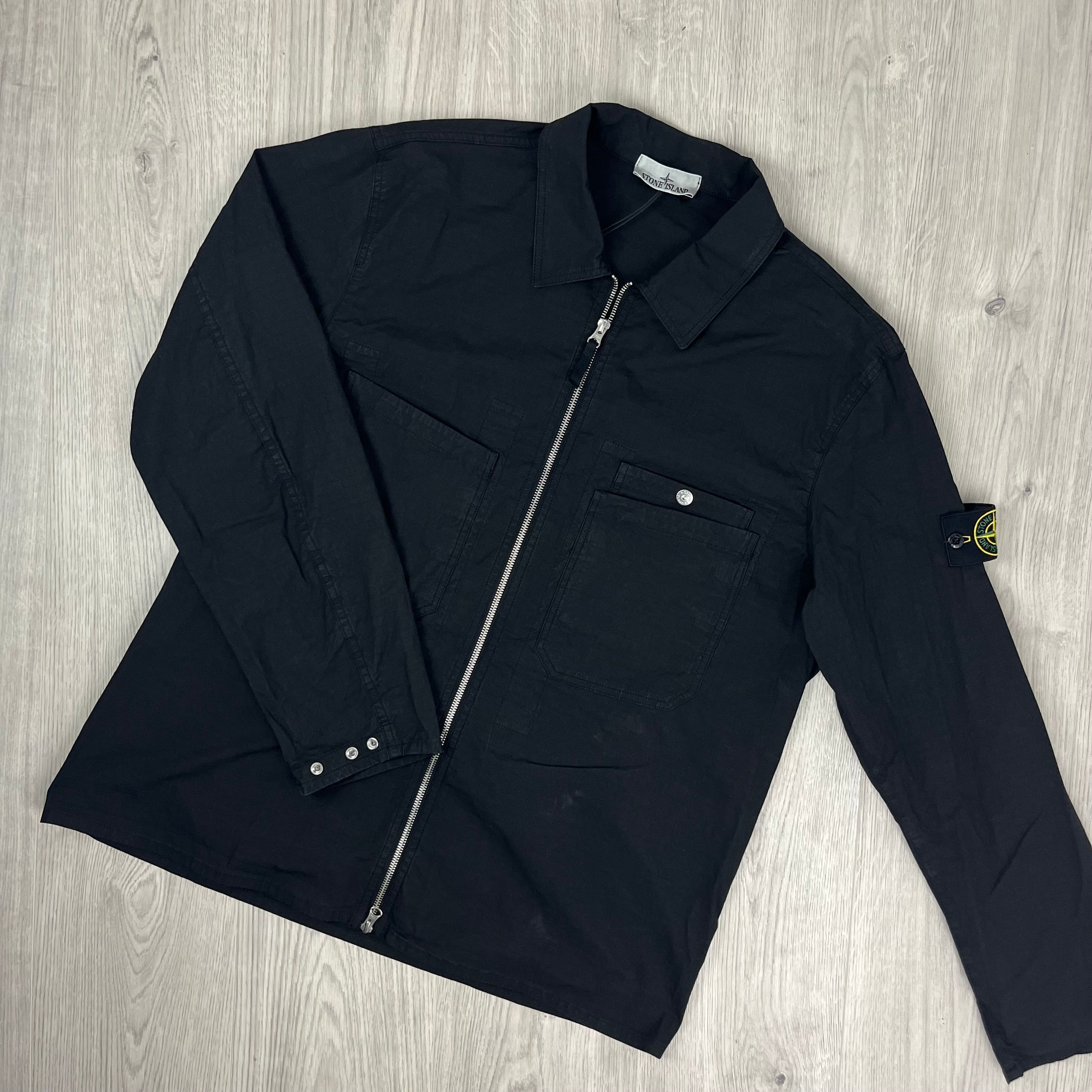 Stone Island Zip Overshirt - Black Ironleague