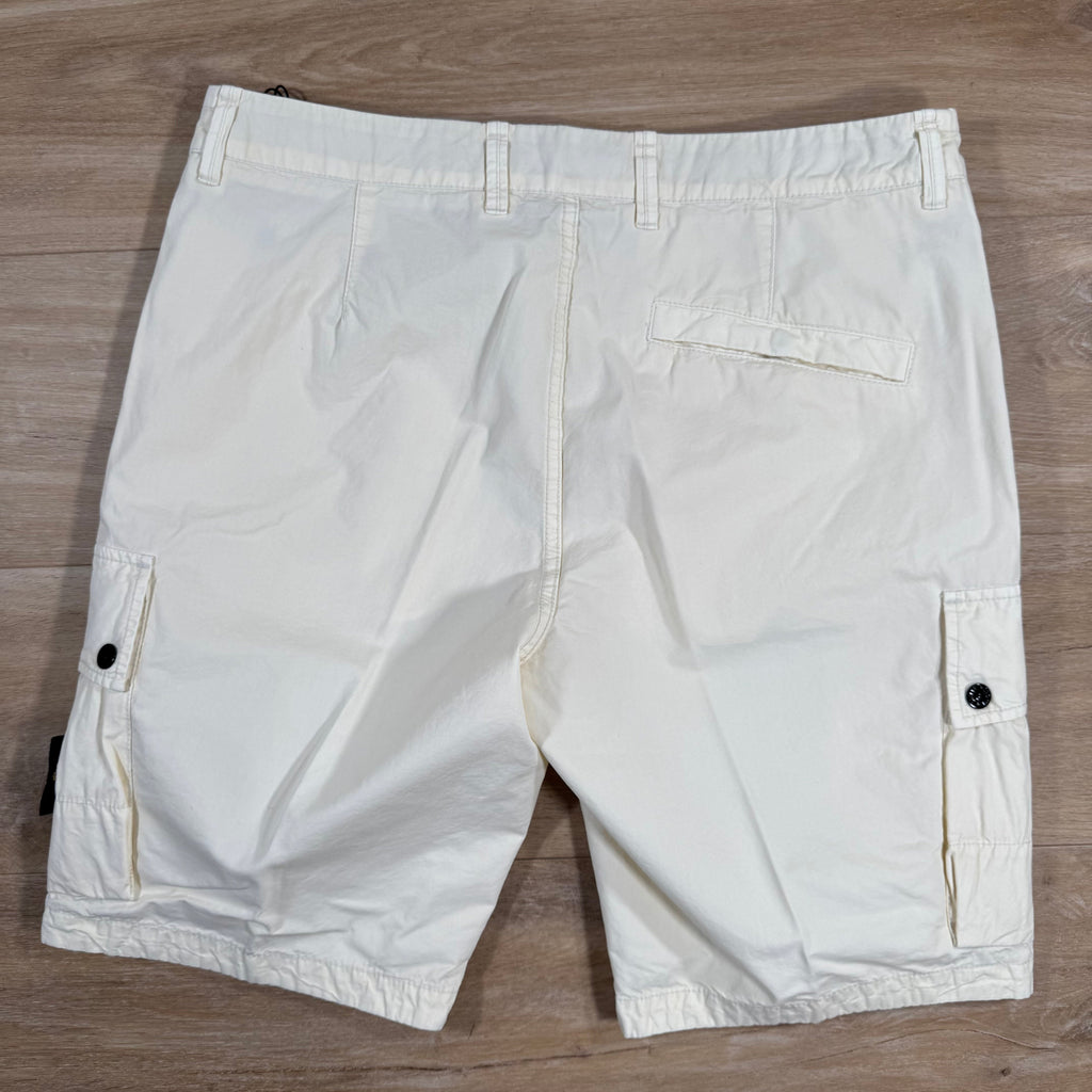 Stone Island Brushed Cotton Cargo Bermuda Shorts in Ivory Ironleague