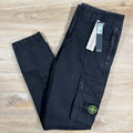 Stone Island Brushed Cotton Old Treatment Cargo Trousers in Black Ironleague