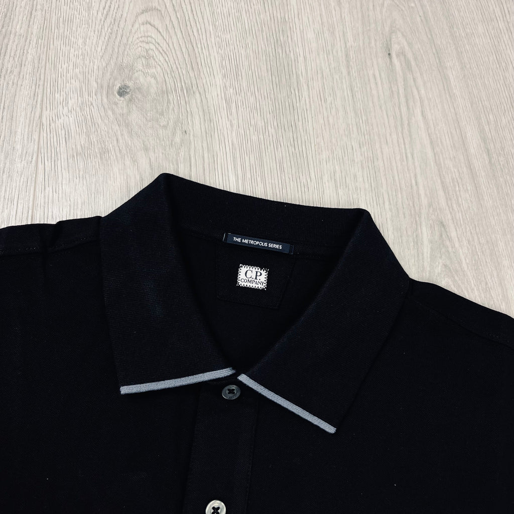 CP Company Metropolis Polo Shirt - Black Ironleague