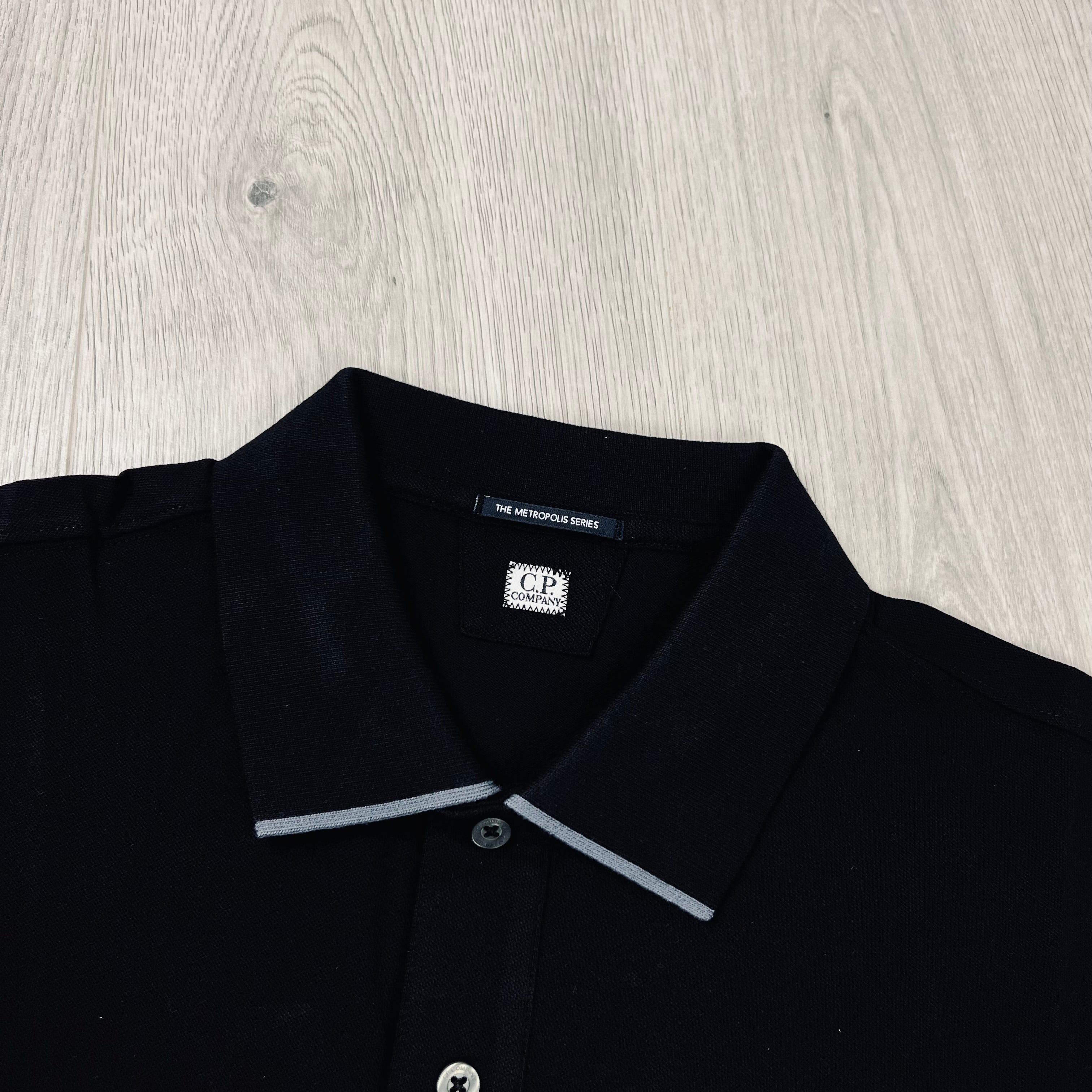 CP Company Metropolis Polo Shirt - Black Ironleague