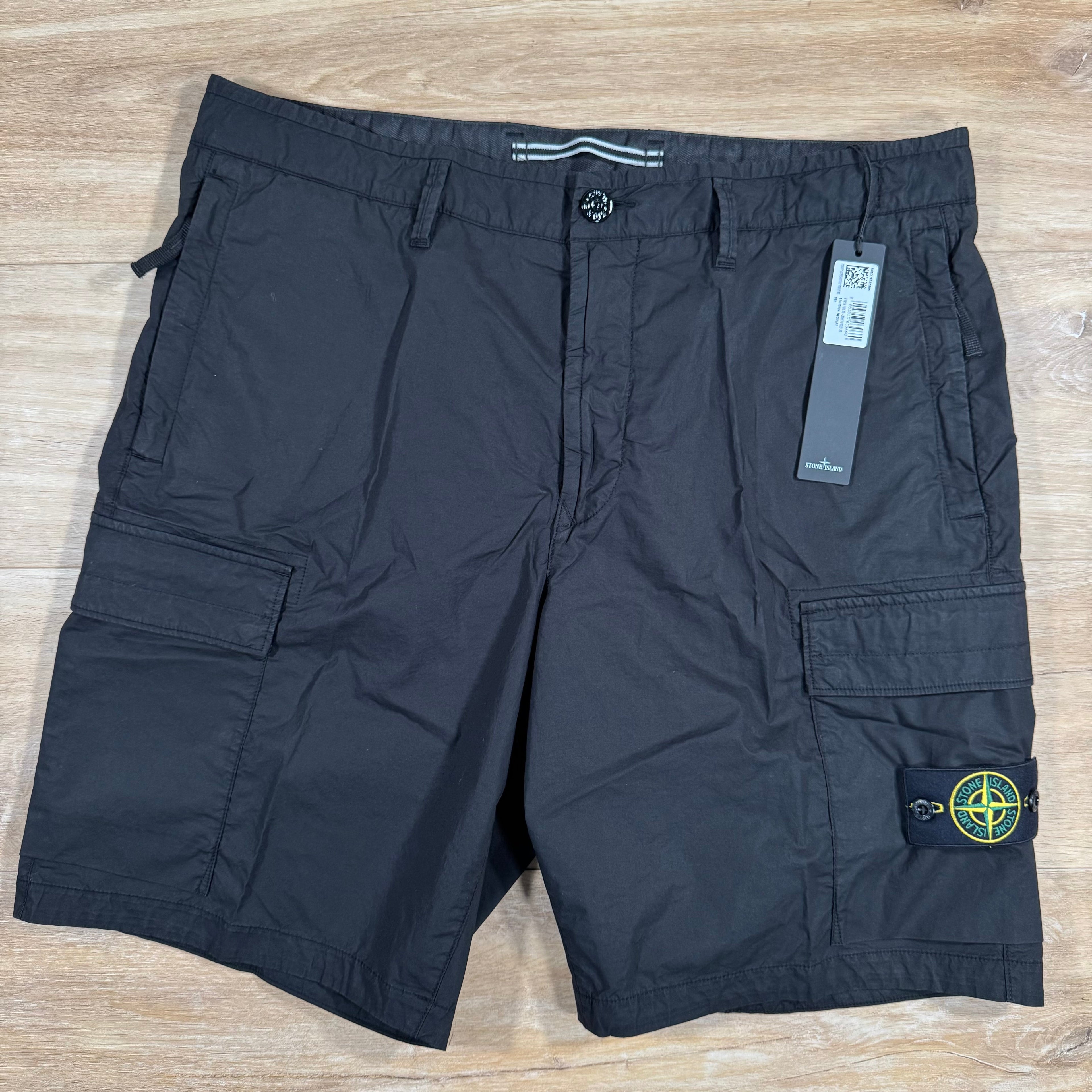 Stone Island Stretch Tela Cargo Bermuda Shorts in Black Ironleague