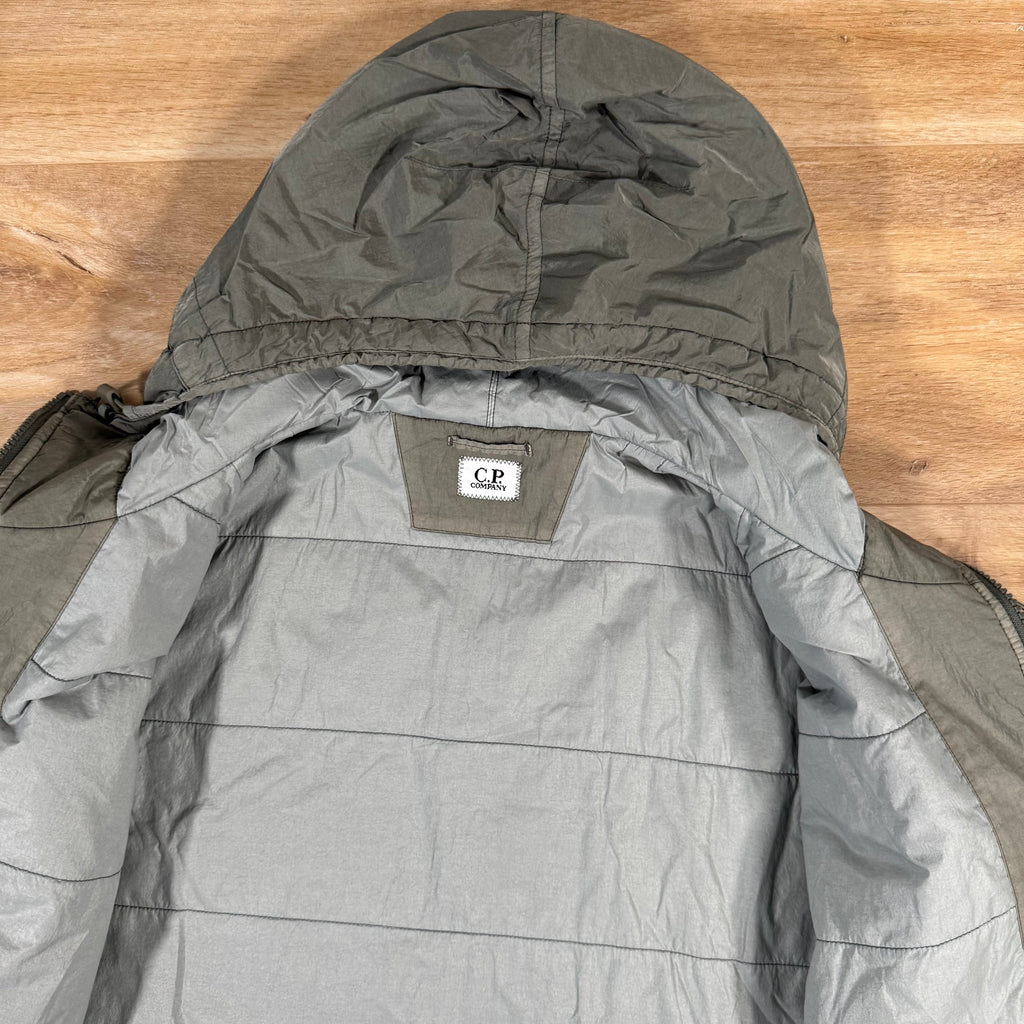 CP Company Chrome-R Hooded Zipped Lens Overshirt in Gunmetal Ironleague