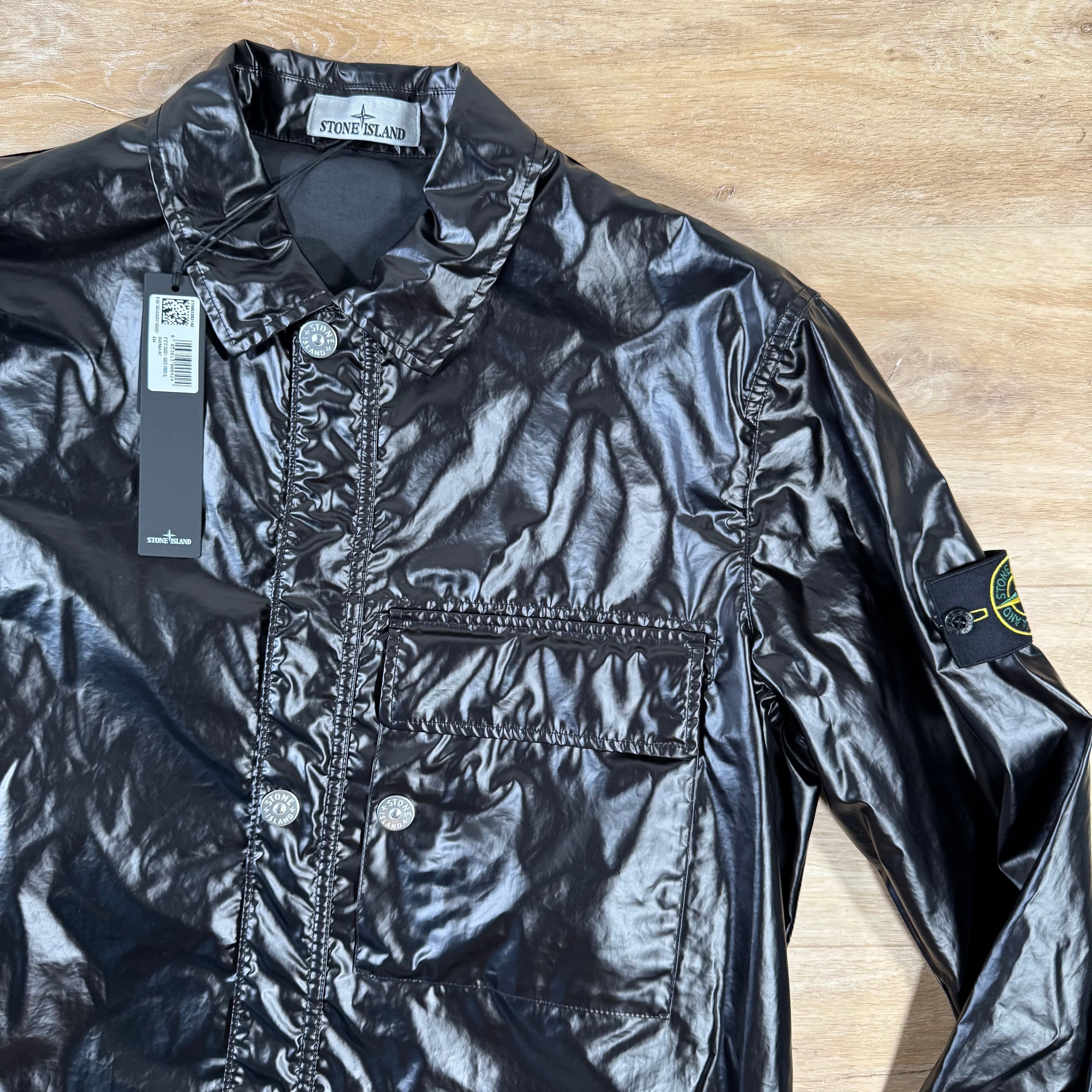 Stone Island Mussola Gomatta-TC Overshirt in Black Ironleague