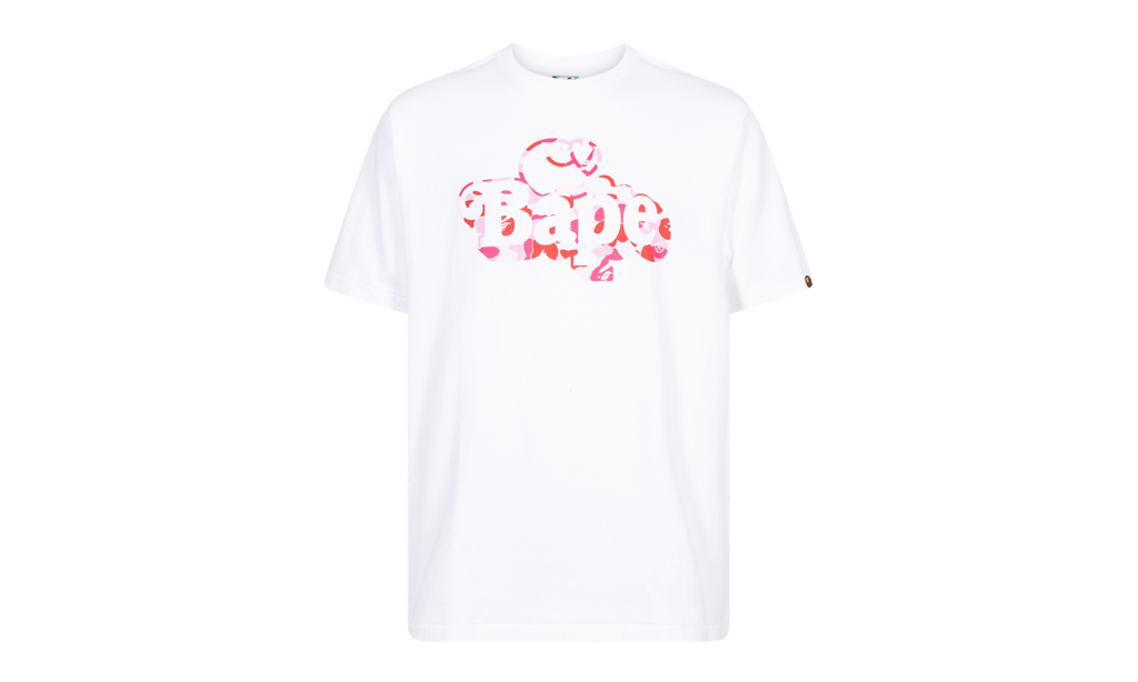 BAPE ABC Camo Milo on Bape Tee WHITE / PINK CAMO 002TEI801003MWHGWHXPK
