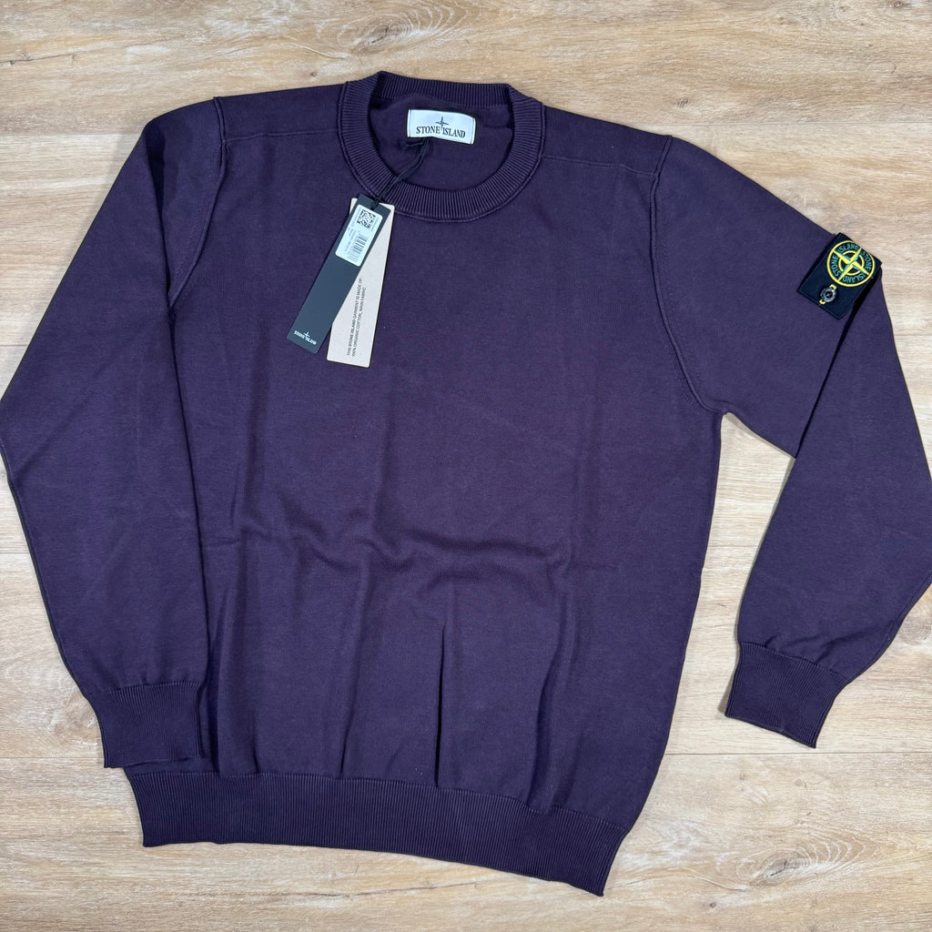 Stone Island Soft Organic Cotton Crewneck Jumper in Burgundy Ironleague