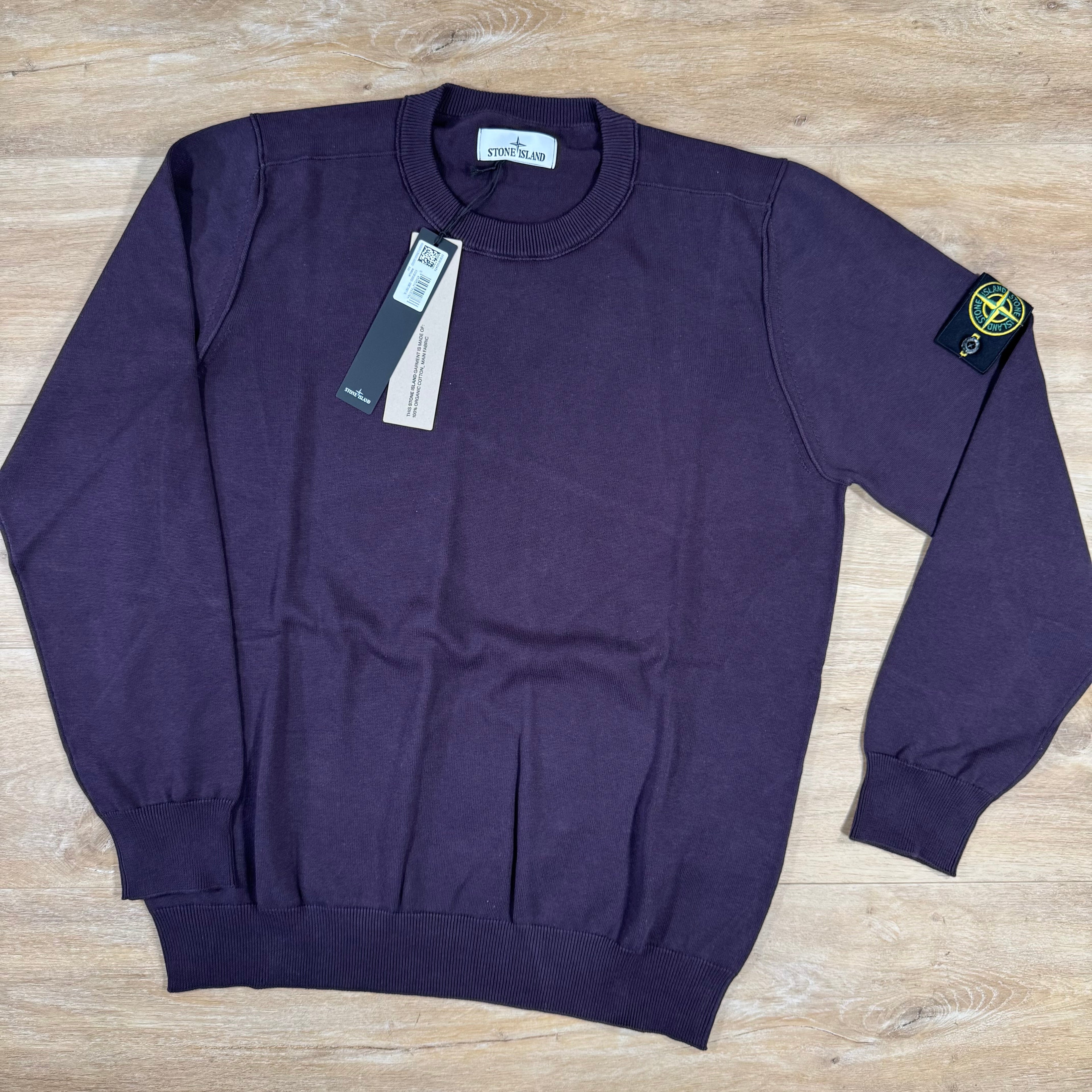 Stone Island Soft Organic Cotton Crewneck Jumper in Burgundy Ironleague