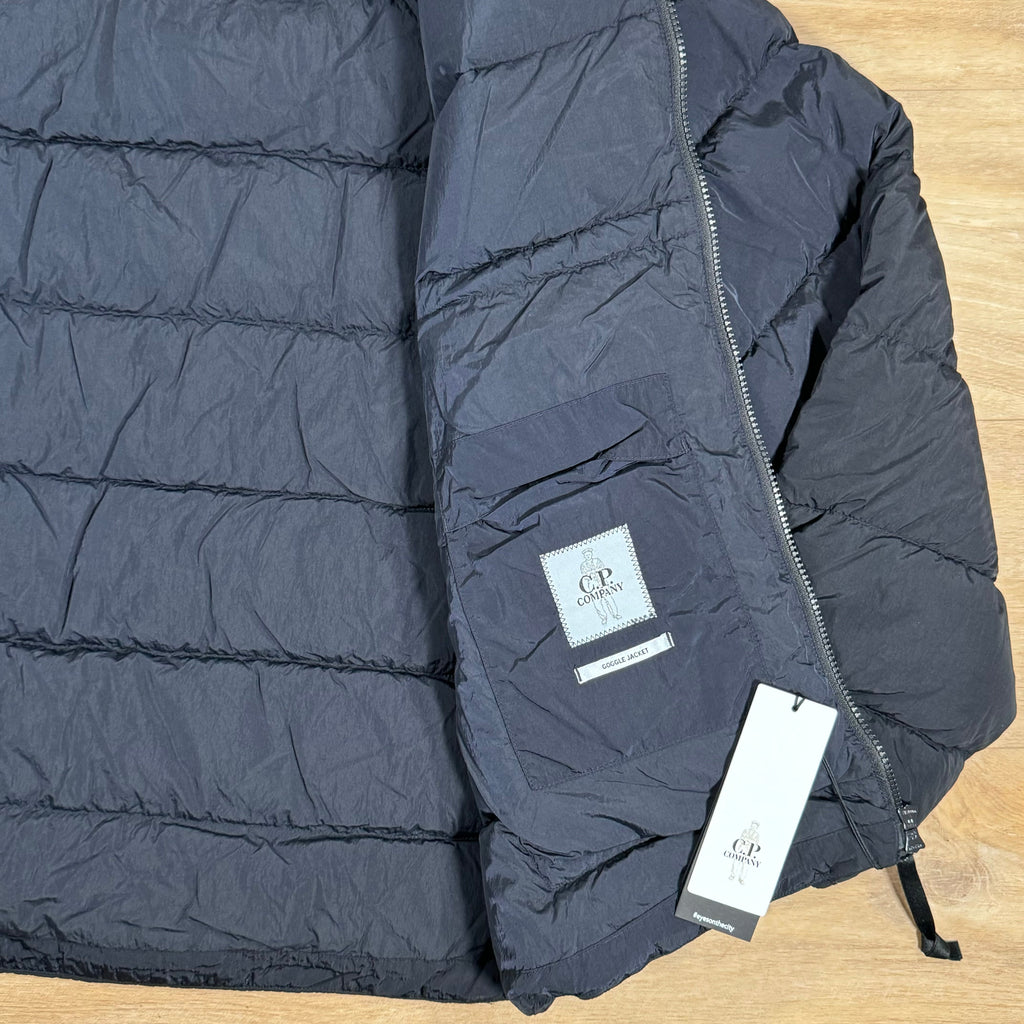 CP Company Chrome-R Goggle Down Jacket in Navy Ironleague