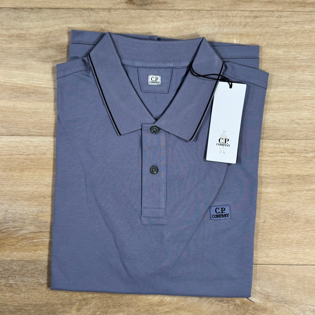 CP Company Stretch Piquet Striped Collar Polo Shirt in Lavender Violet Ironleague