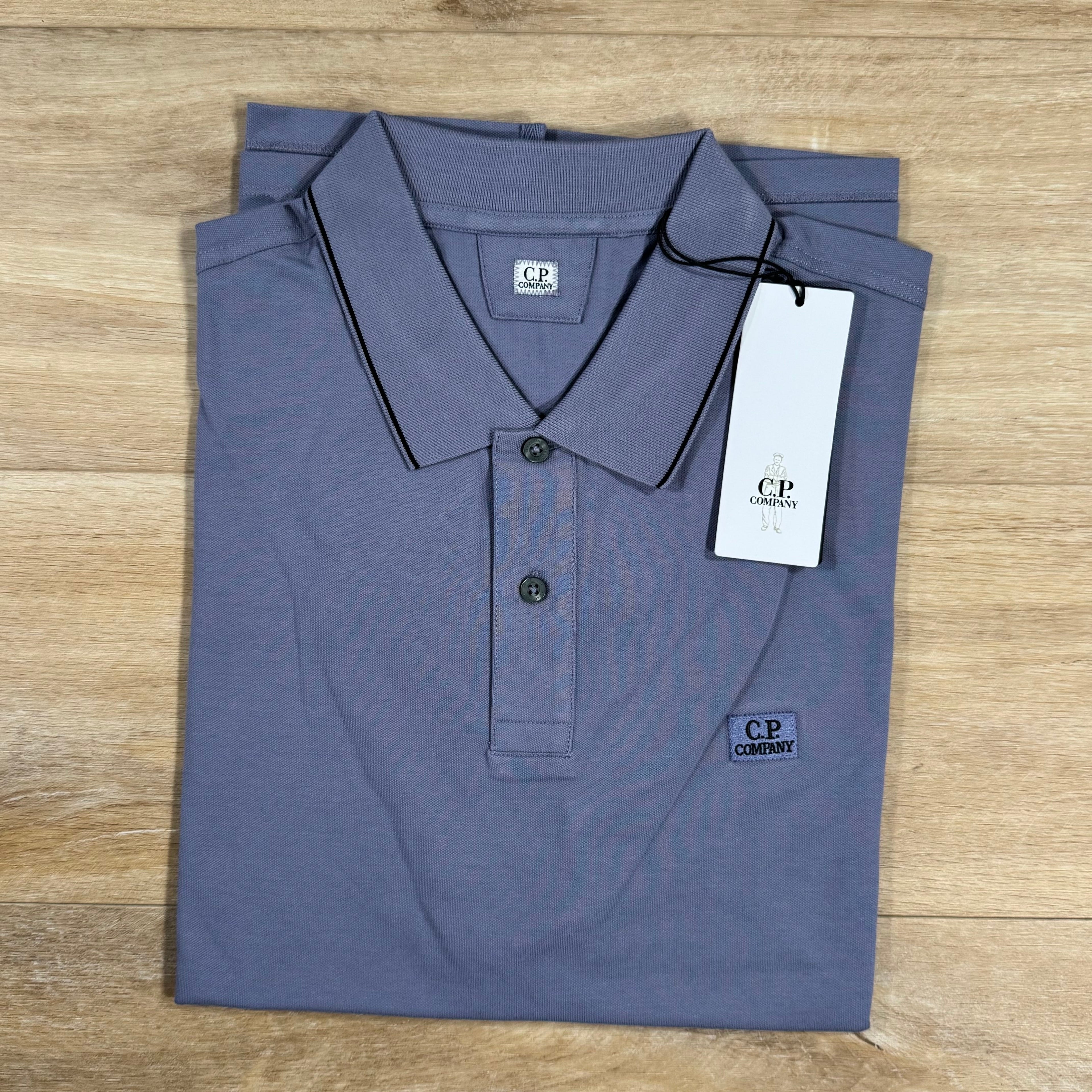 CP Company Stretch Piquet Striped Collar Polo Shirt in Lavender Violet Ironleague