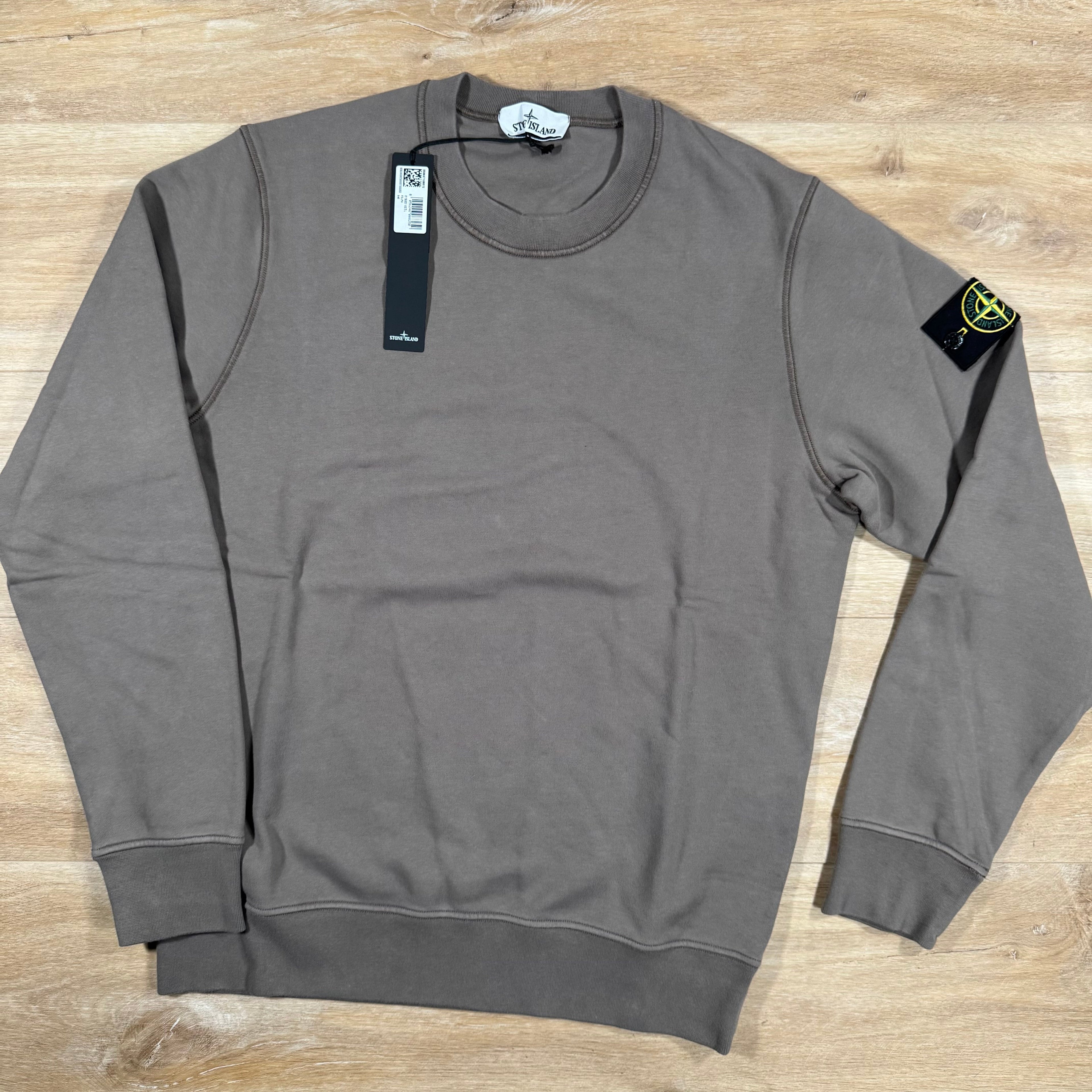 Stone Island Garment Dyed Crewneck Sweatshirt in Walnut Brown Ironleague