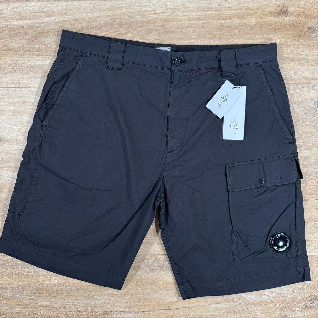 CP Company 50 Fili Stretch Cargo Shorts in Black Ironleague