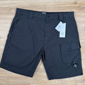 CP Company 50 Fili Stretch Cargo Shorts in Black Ironleague