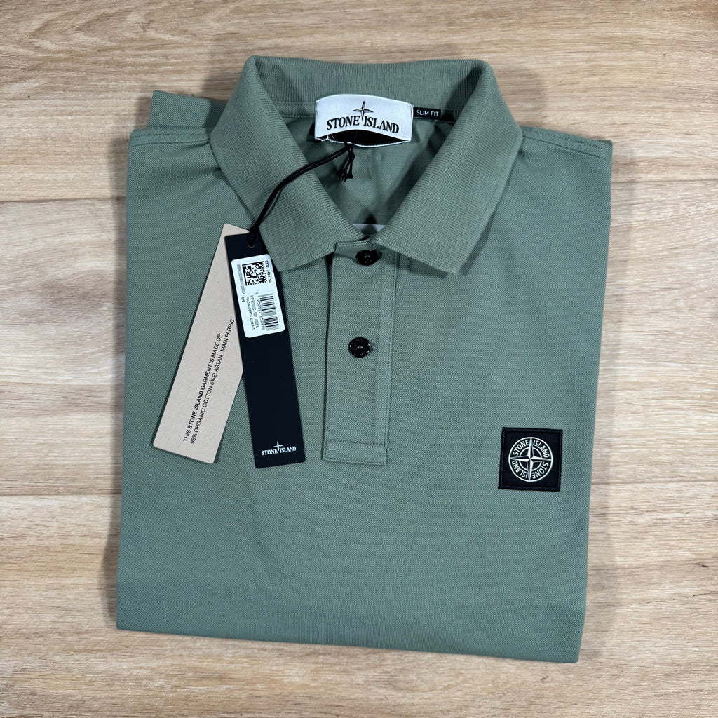 Stone Island Organic Cotton Pique Polo Shirt in Sage Green Ironleague