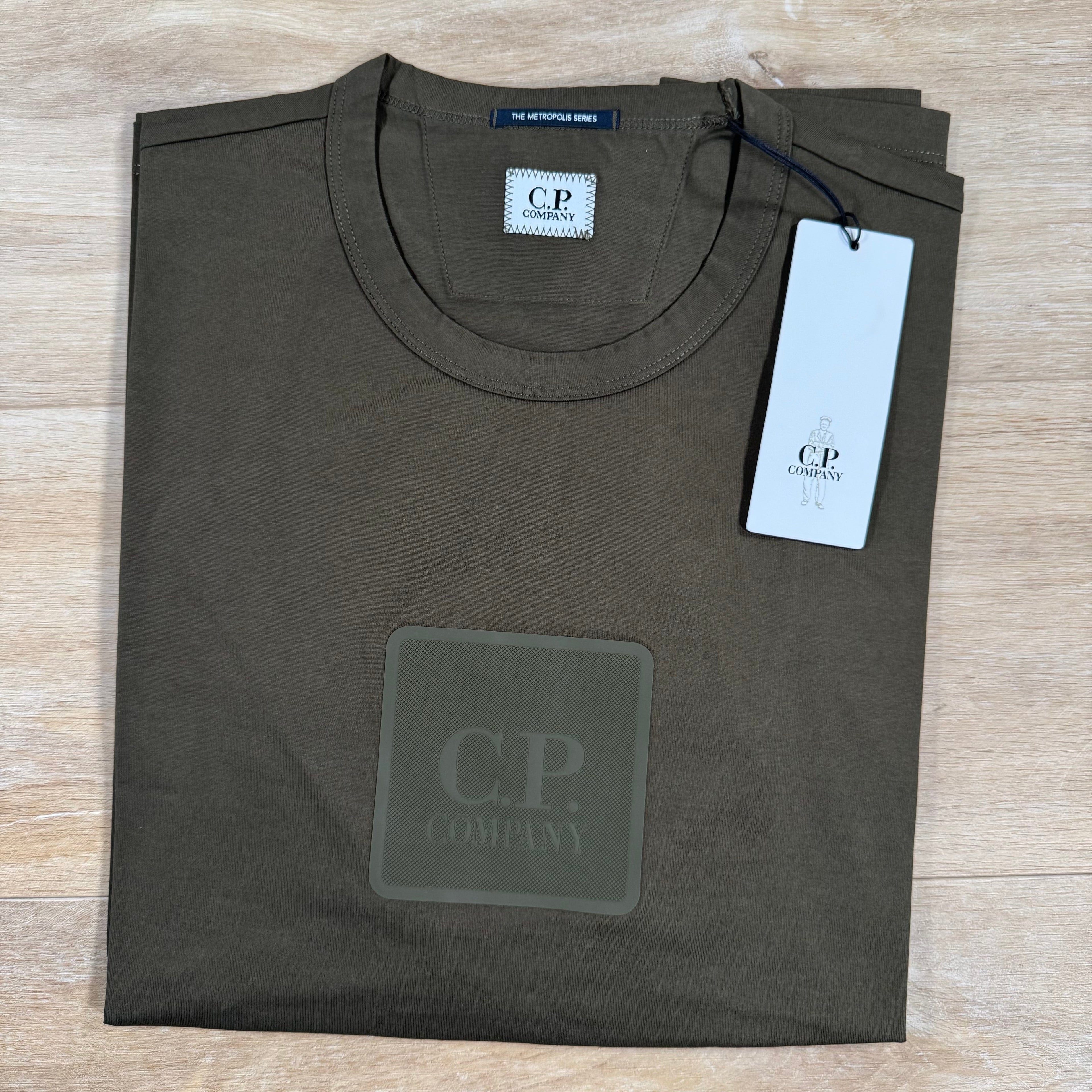 CP Company Metropolis Series Rubberized Logo T-Shirt in Ivy Green Ironleague