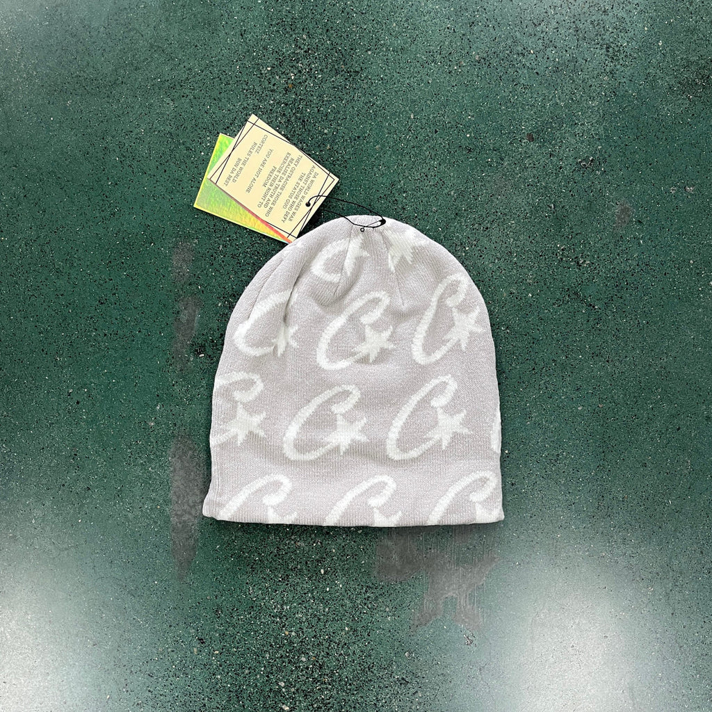 Corteiz C-Starz Monogram Beanie - Grey Ironleague