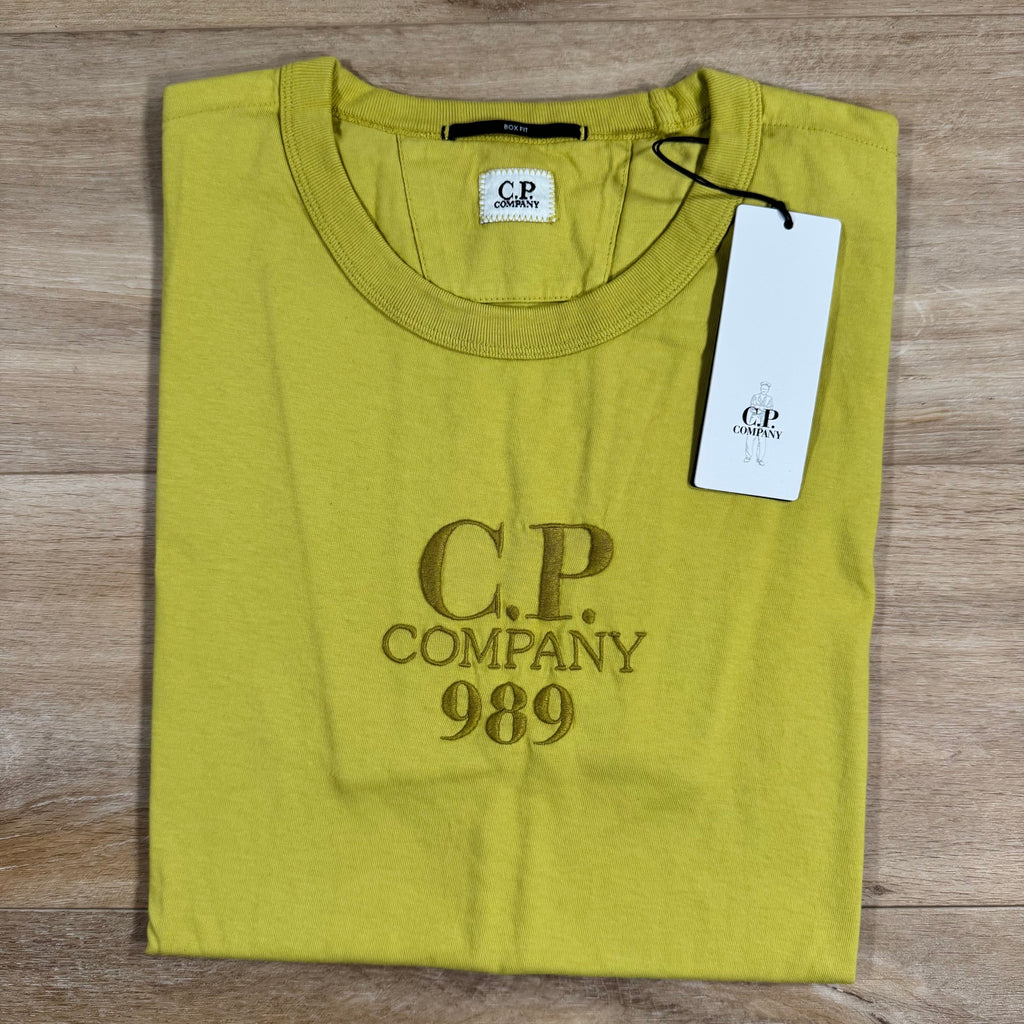 CP Company 20/1 Jersey Boxy Logo T-Shirt in Cress Green - Yellow Ironleague