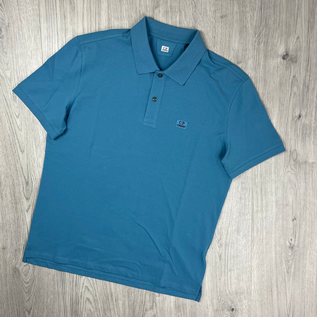 CP Company Piquet Polo Shirt - Aegean Blue Ironleague
