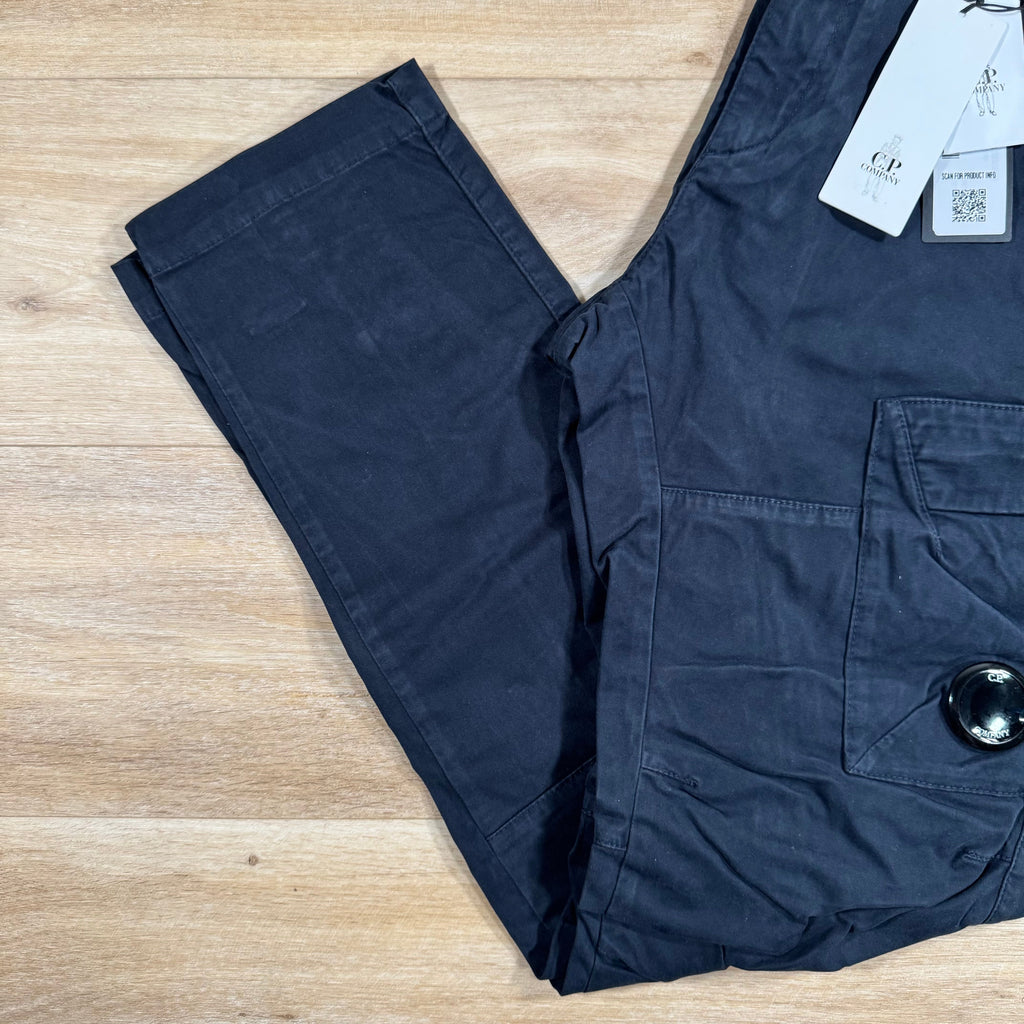 CP Company Ottoman Stretch Lens Cargo Pants in Navy Ironleague