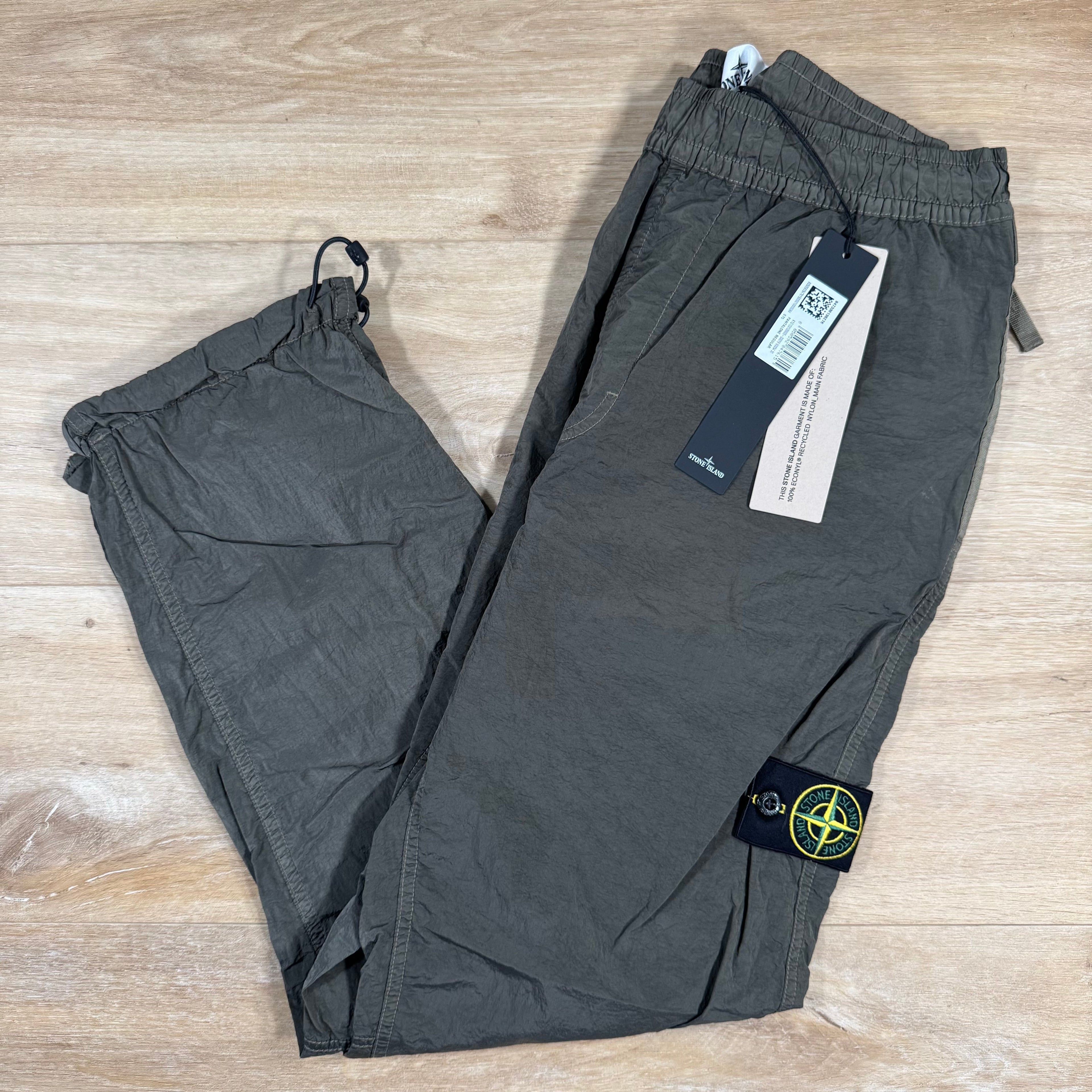 Stone Island Nylon Metal Pants in Military Green with Nylon Mesh Lining Ironleague
