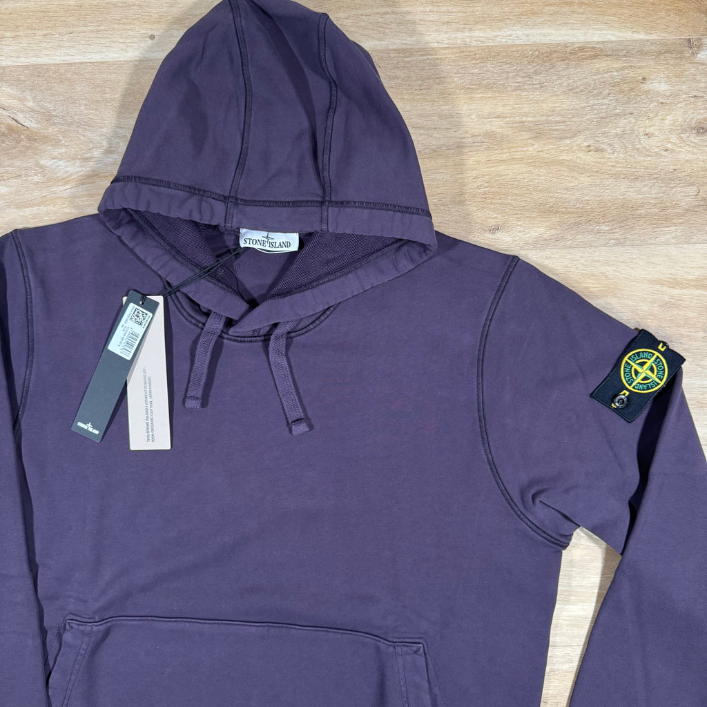 Stone Island Organic Cotton Fleece Pullover Hoodie in Dark Burgundy Ironleague