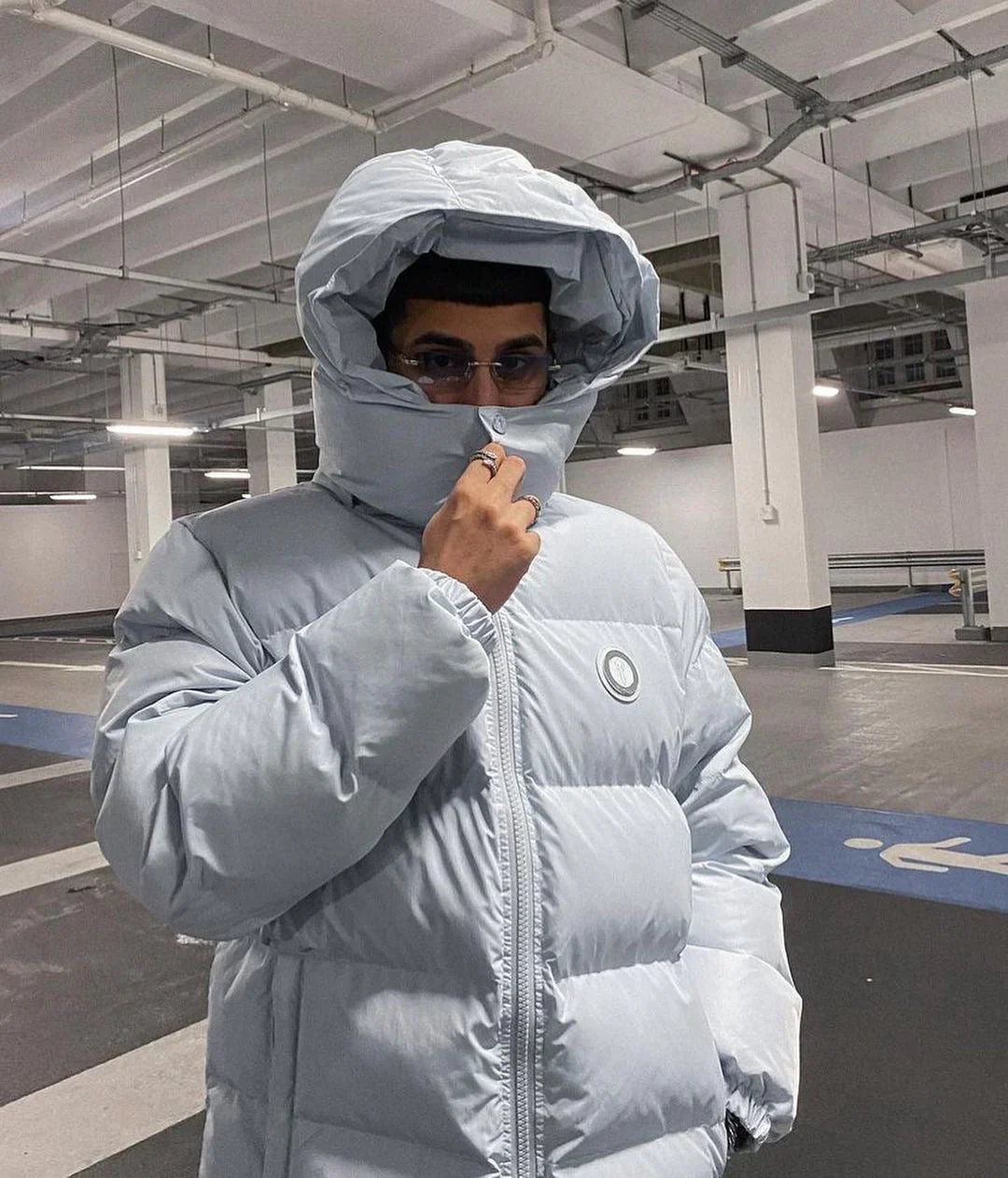 Trapstar Detachable Hooded Puffer Jacket - Ice Blue Ironleague