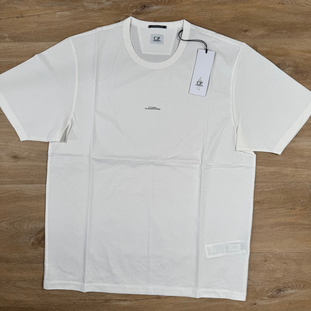 CP Company Metropolis Series Printed Logo T-Shirt in Gauze White Ironleague