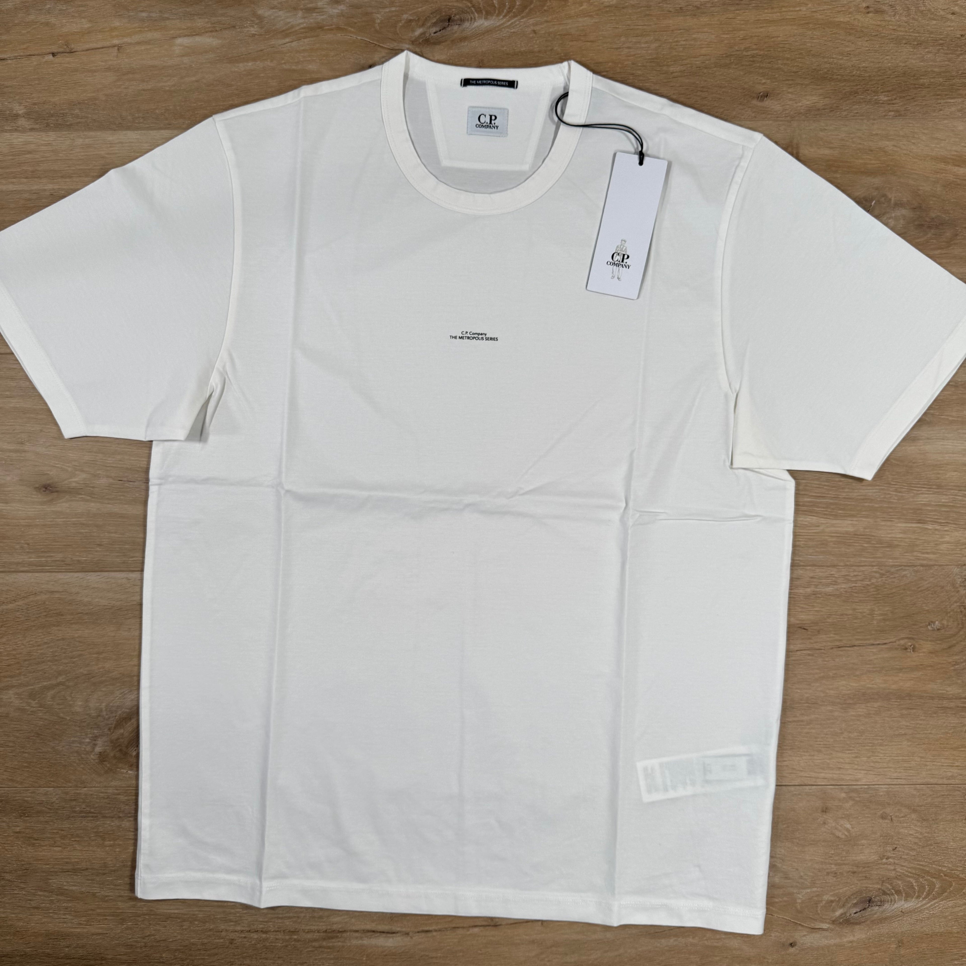 CP Company Metropolis Series Printed Logo T-Shirt in Gauze White Ironleague