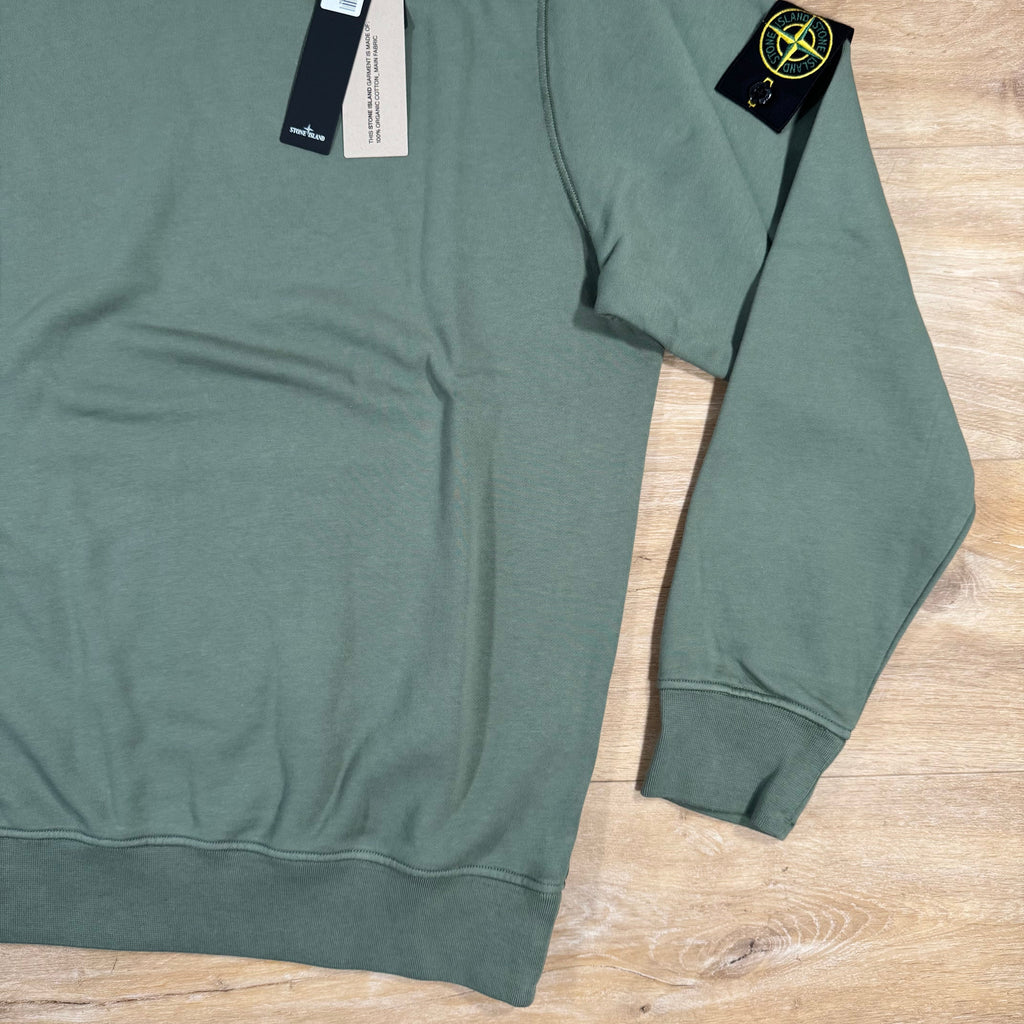 Stone Island Organic Cotton Fleece Sweatshirt in Musk Green Ironleague