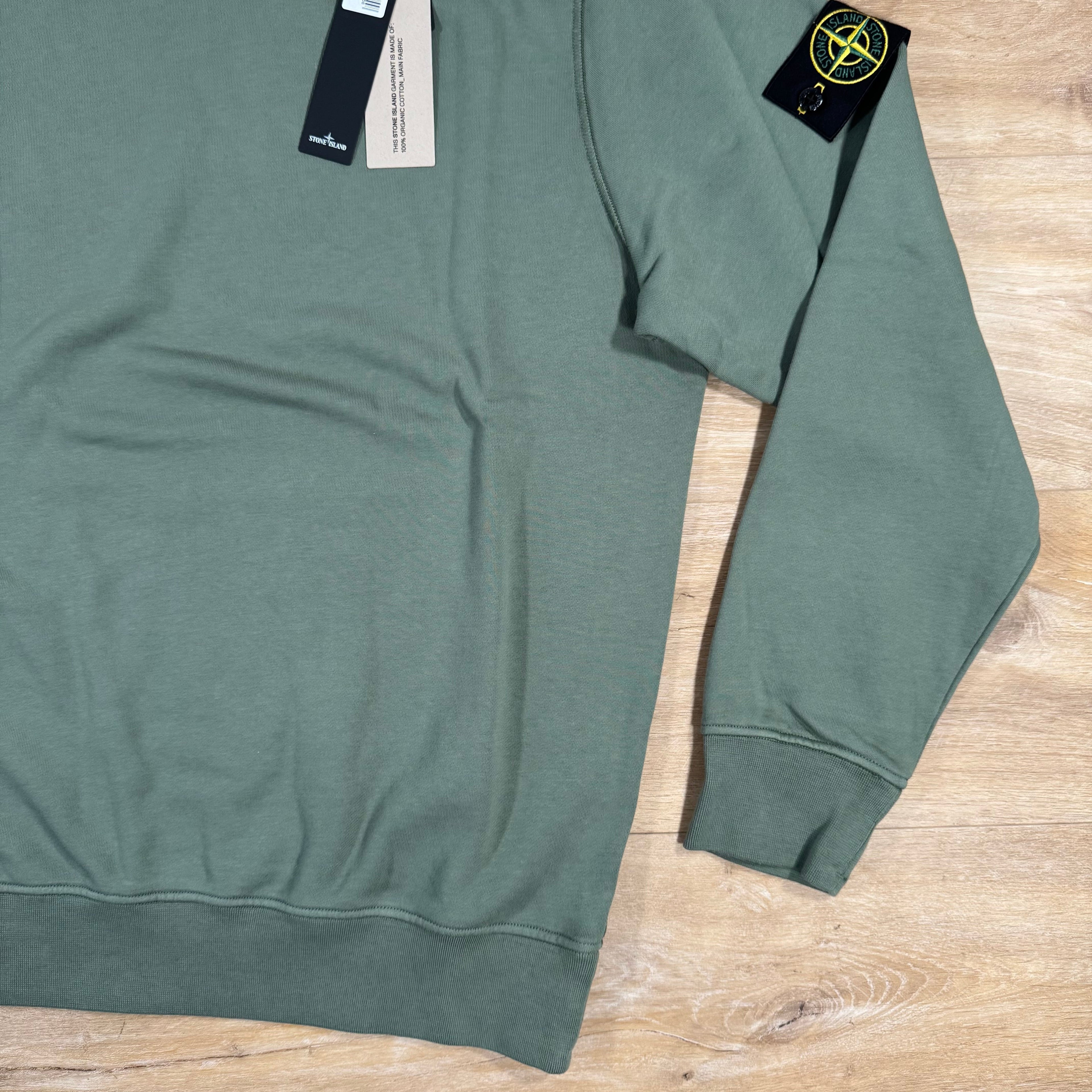 Stone Island Organic Cotton Fleece Sweatshirt in Musk Green Ironleague