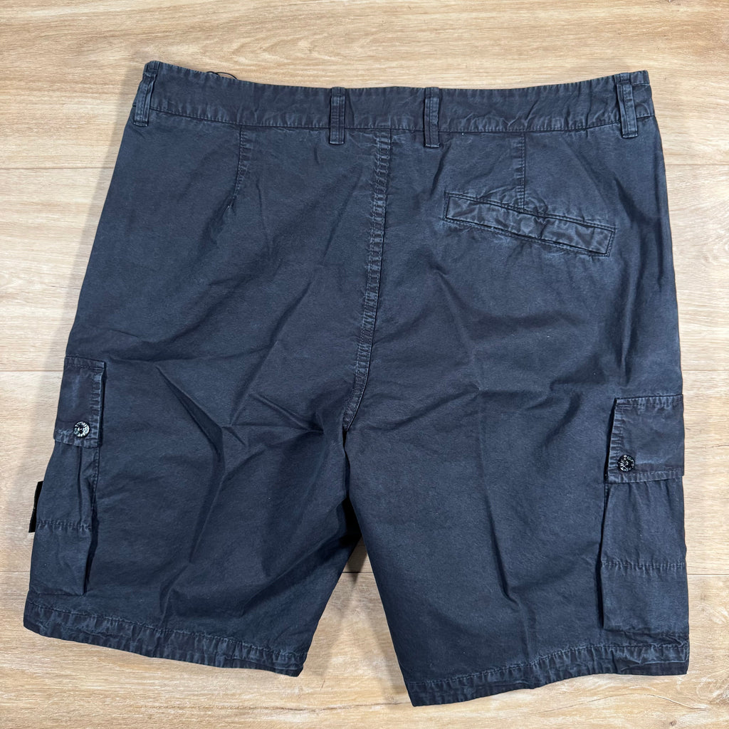 Stone Island Brushed Cotton Cargo Bermuda Shorts in Navy Ironleague