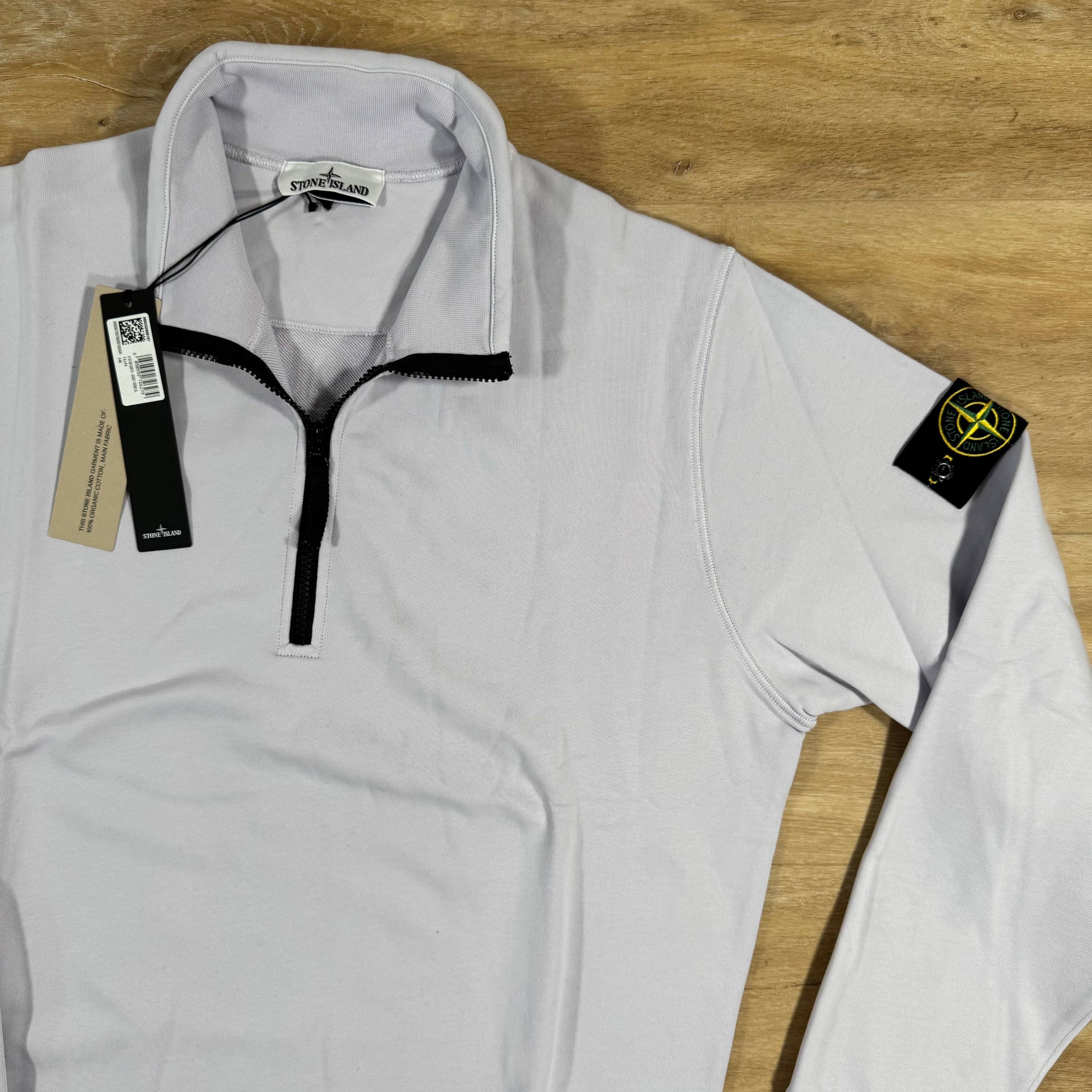 Stone Island Organic Cotton Half-Zip Sweatshirt in Lilac Ironleague