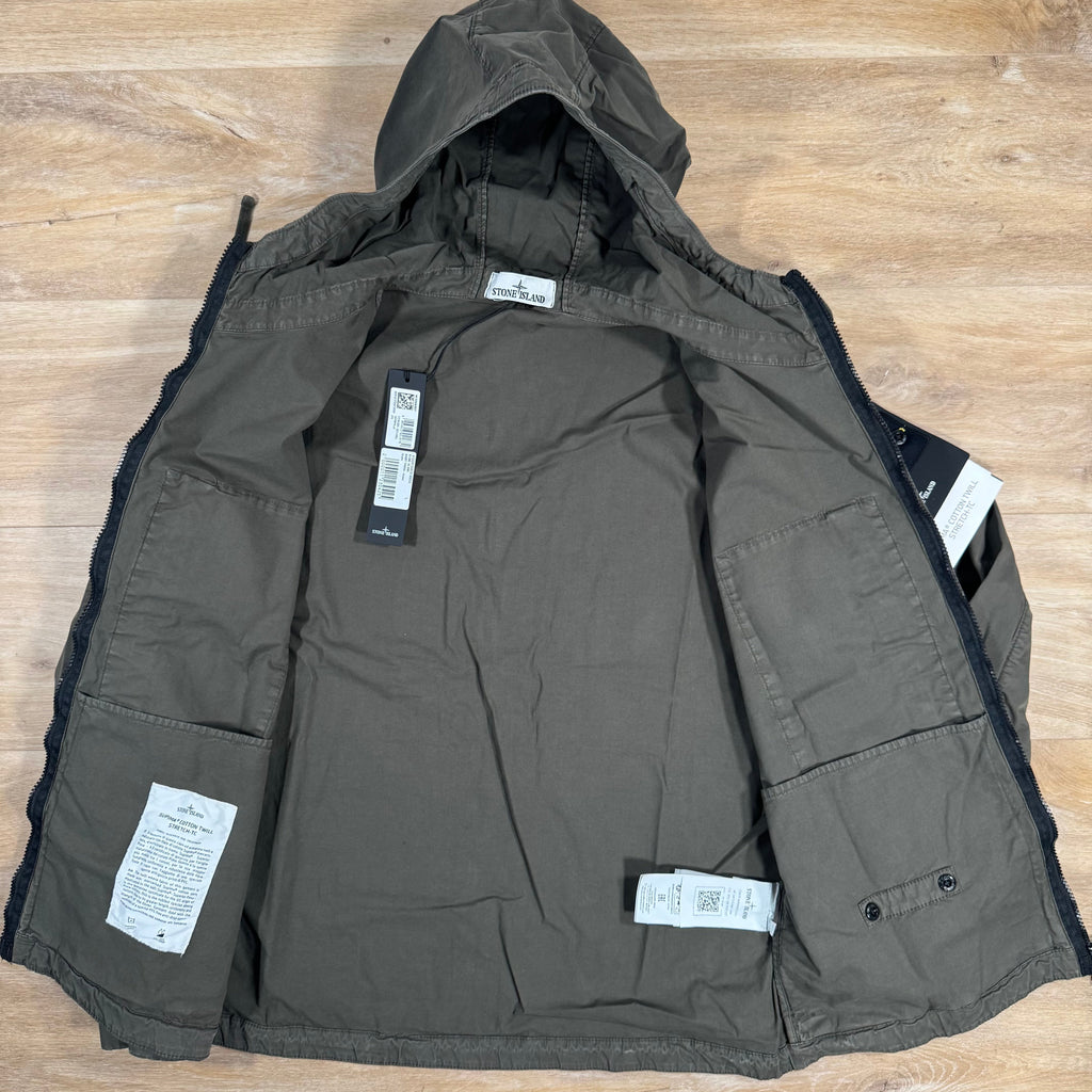 Stone Island Supima Cotton Twill Stretch-TC Jacket in Military Green Ironleague